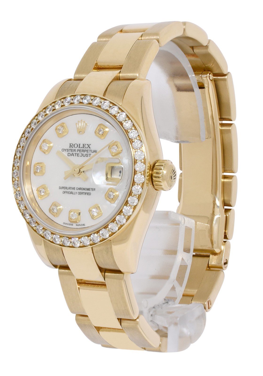 Rolex Datejust Oyster 18k Yellow Gold MOP Diamond Dial/Bezel 26mm Watch D 179178