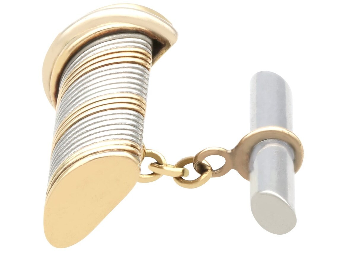 Cartier 18k Yellow & Stainless Steel Cufflinks Box/Papers '89