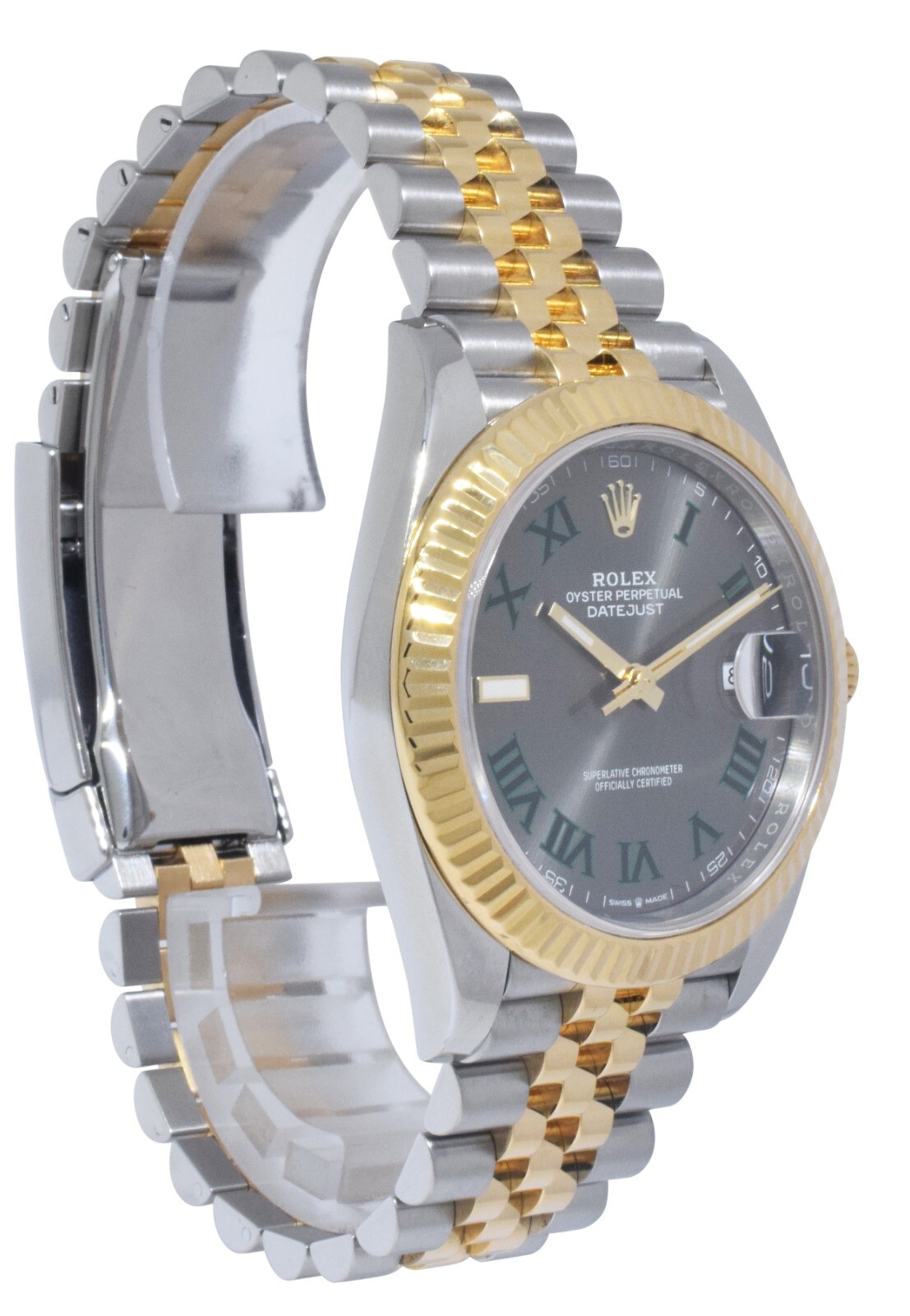 Rolex Datejust 41 YG/Steel Wimbledon Dial Mens Watch Box /Papers '24 126333