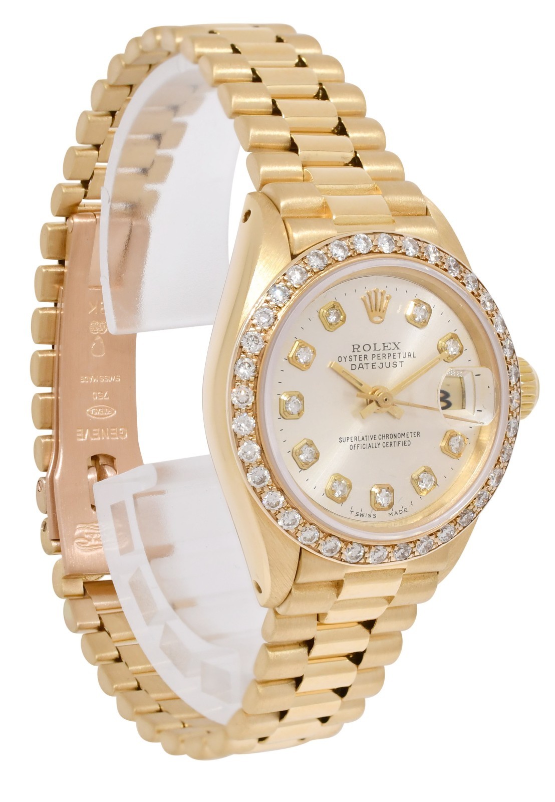 Rolex Datejust President 18k Yellow Gold Diamond Dial/Bezel 26mm Watch '79 6917