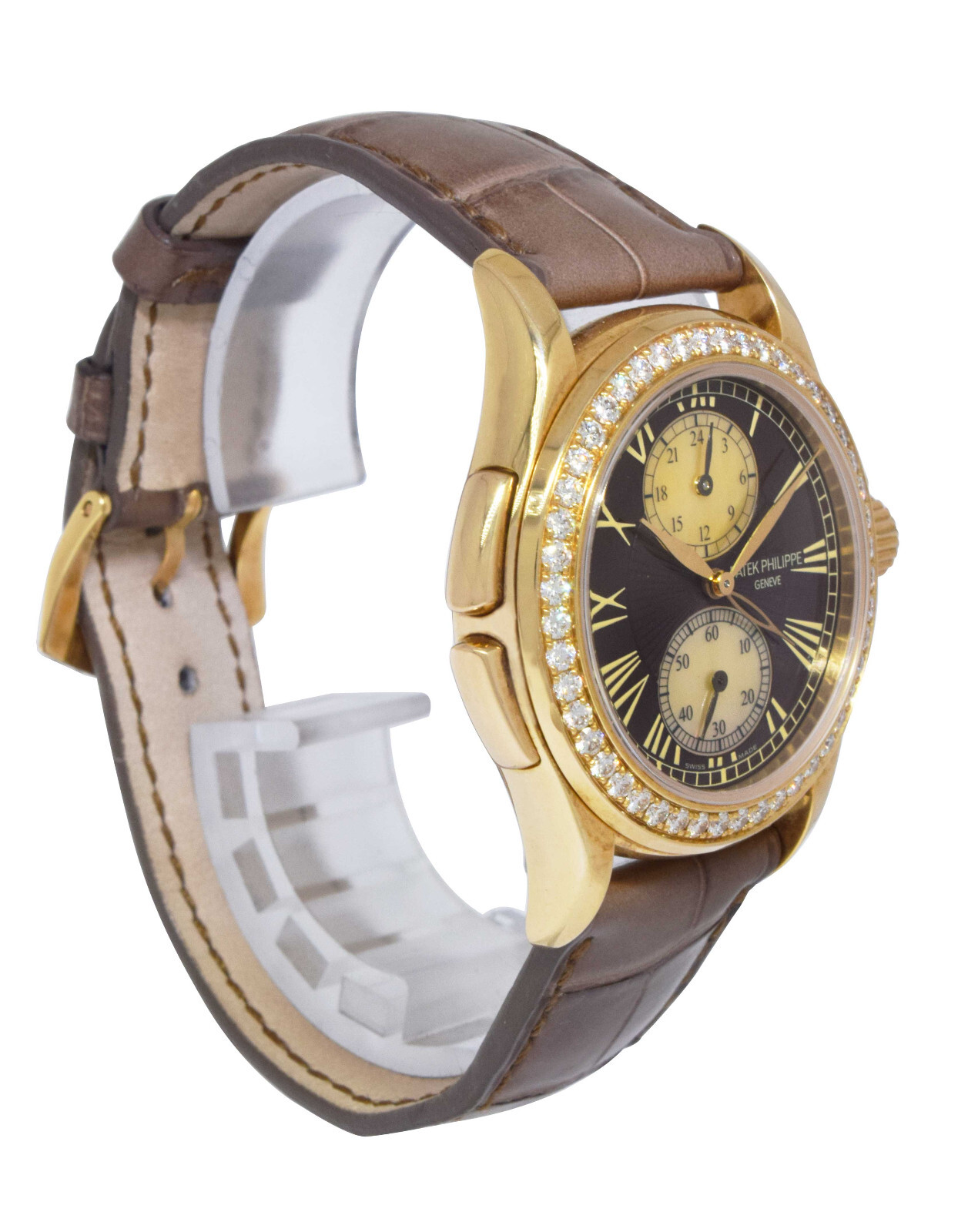 Patek Philippe Travel Time 4934 18K Rose Gold Pearl & Diamonds Watch 4934R