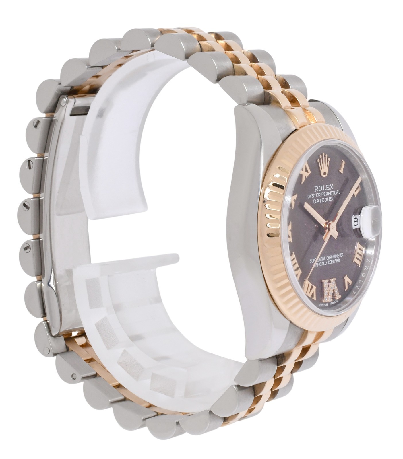 Rolex Datejust 18k Rose Gold/Steel Chocolate Diamond VI Ladies 31mm Watch 178271