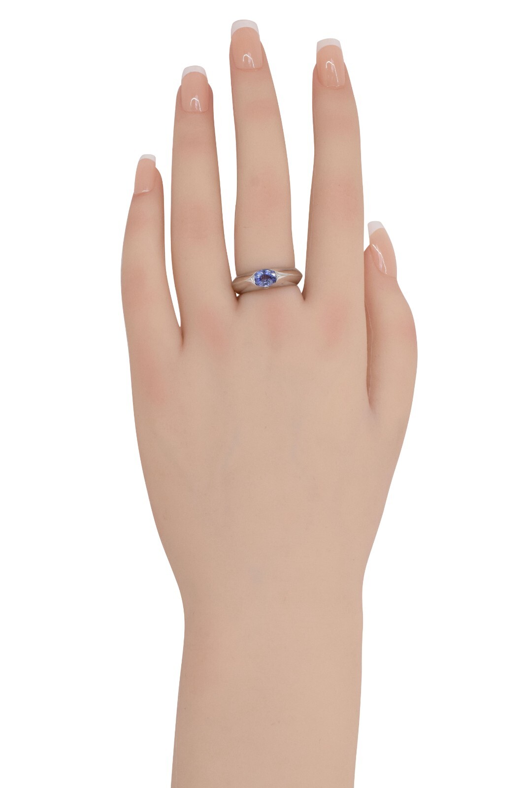 Piaget Blue Sapphire & Diamond 18k White Gold Ring Size 52