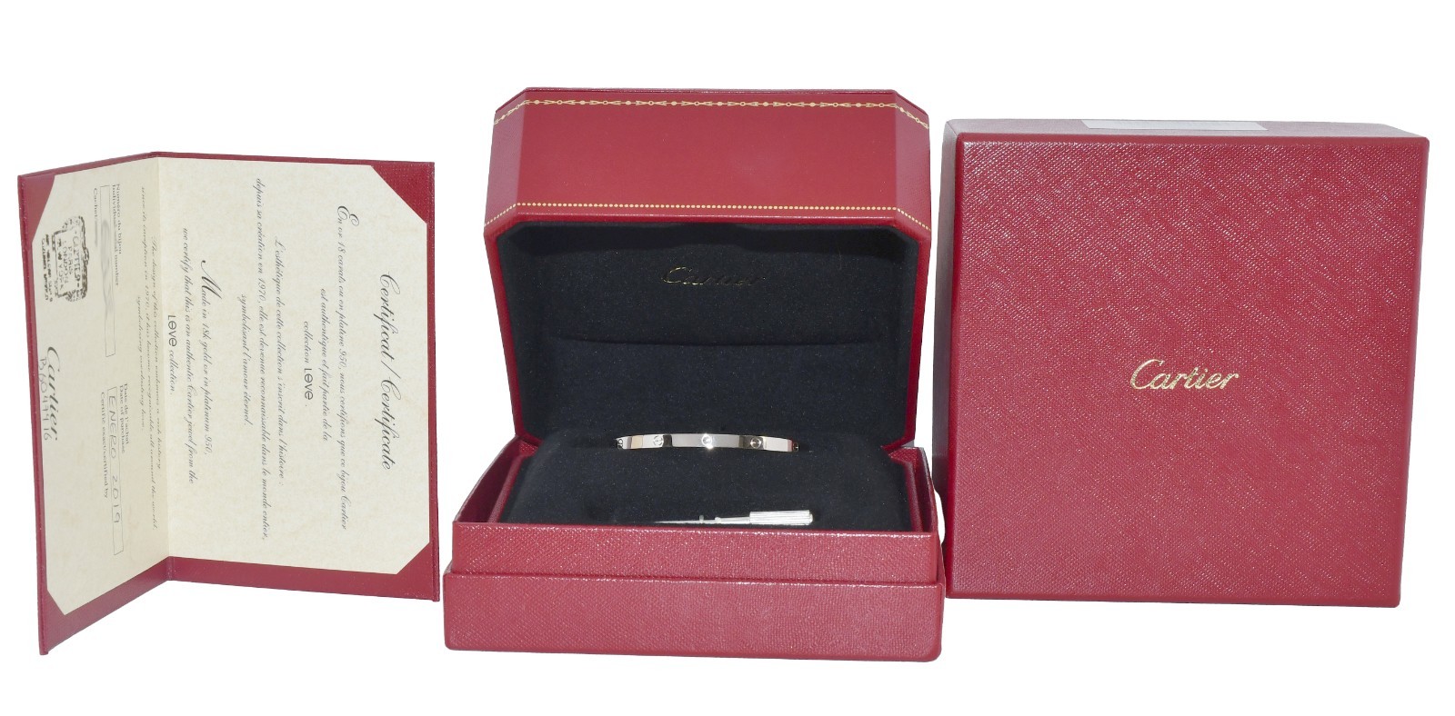 Cartier Love Bracelet Small 18k White Gold Size 16cm Box/Papers '19 B6079216