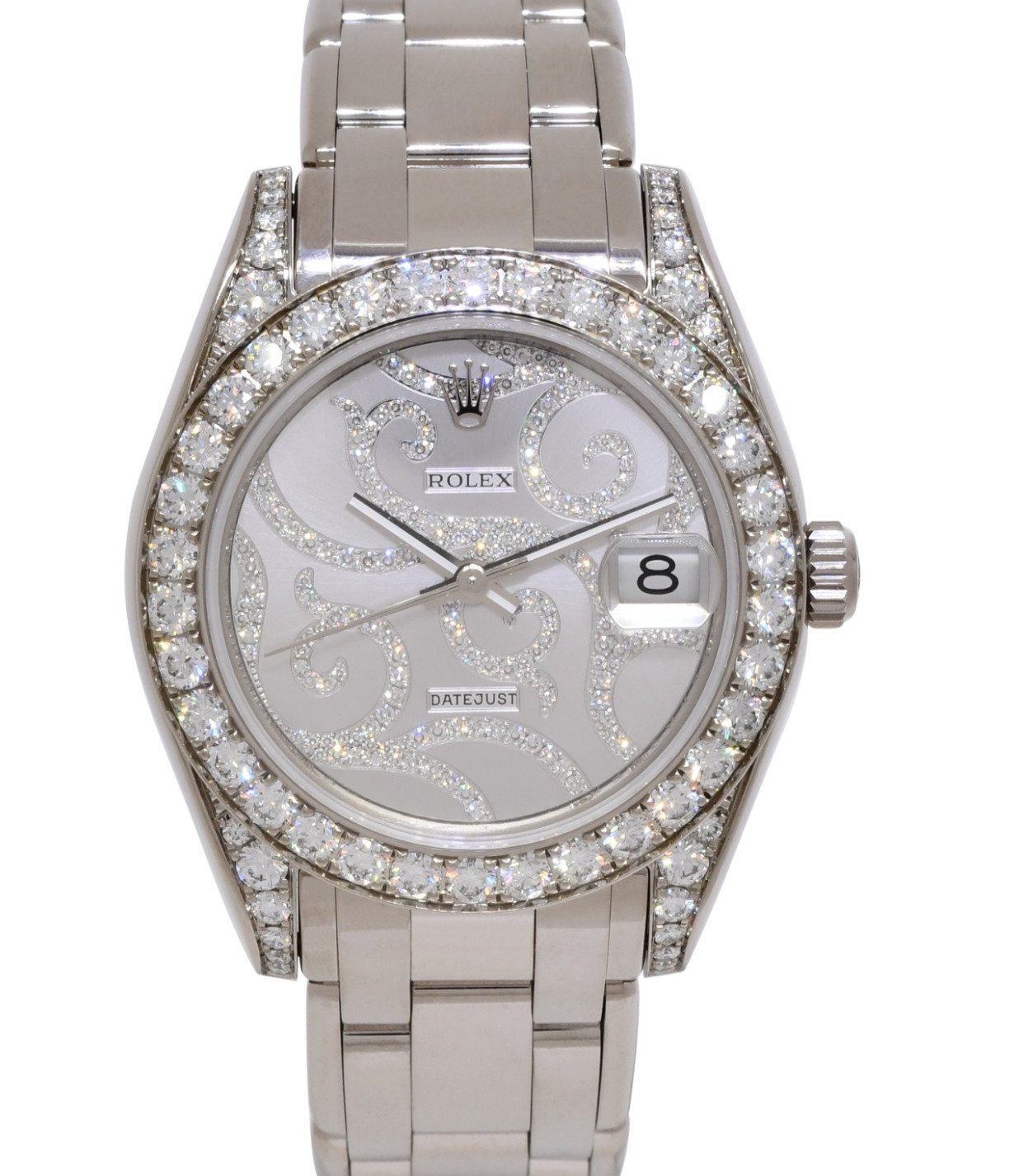 Rolex Datejust Pearlmaster 18k White Gold Diamond Ladies 34mm Watch B/P G 81159