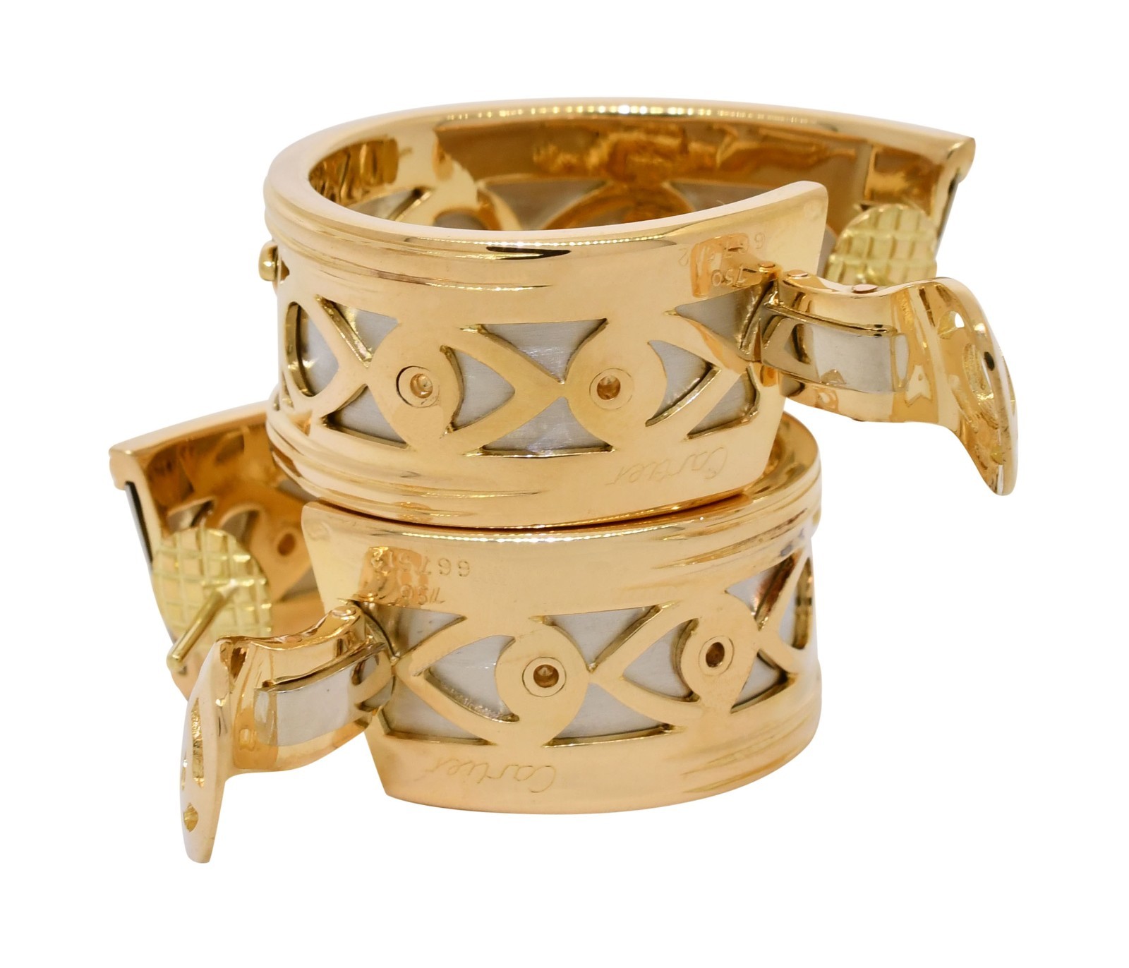 Cartier Panthere 18k Yellow Gold & Platinum Hoop Earrings