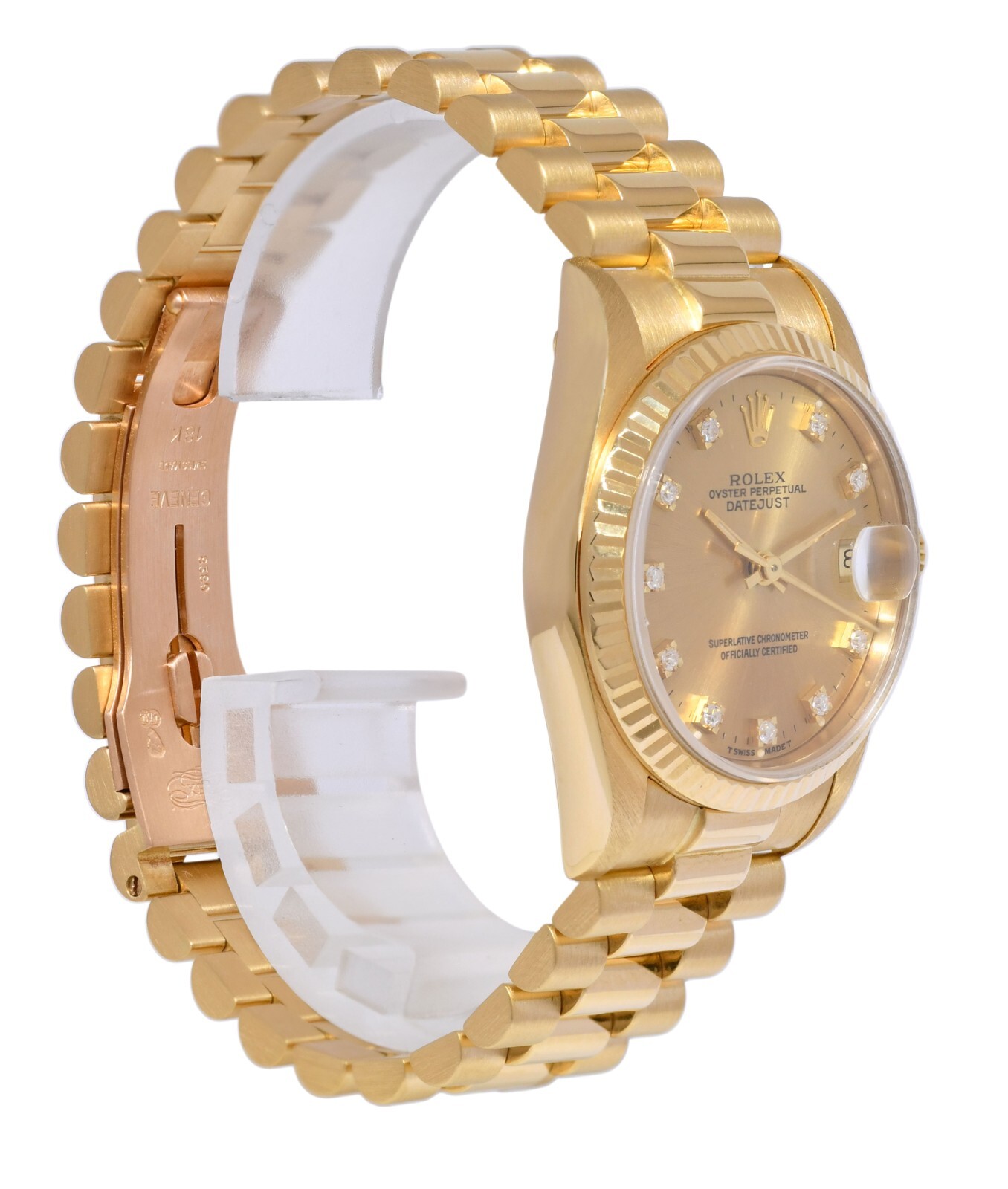 Rolex Datejust President 18k Yellow Gold Champagne Diamond 31mm Watch S 68278