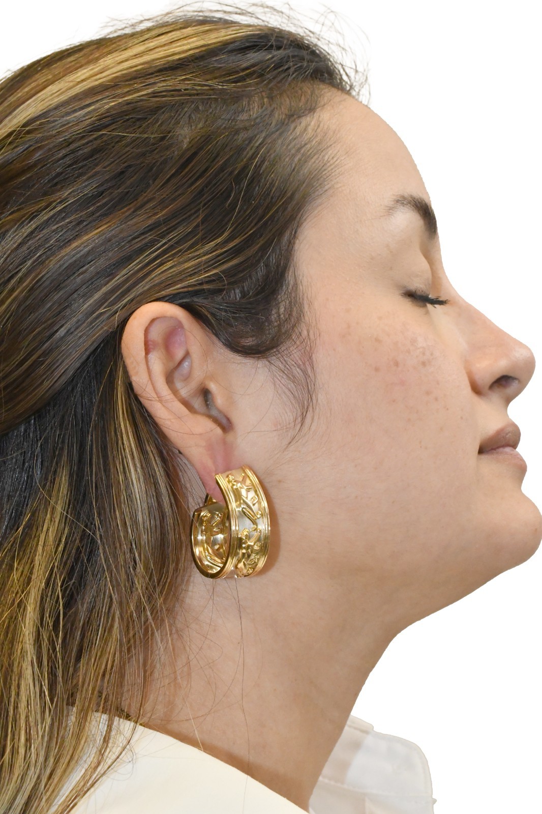 Cartier Panthere 18k Yellow Gold & Platinum Hoop Earrings