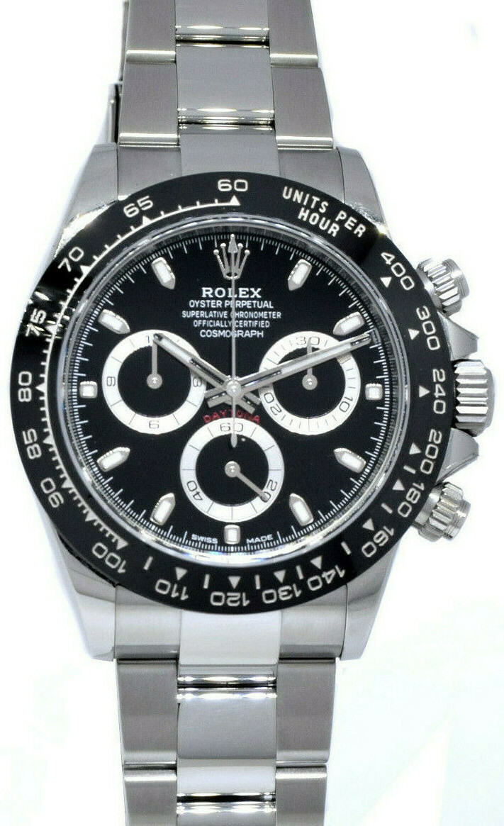NEW Rolex Daytona Chronograph Steel & Ceramic Watch Black B/P '22 116500
