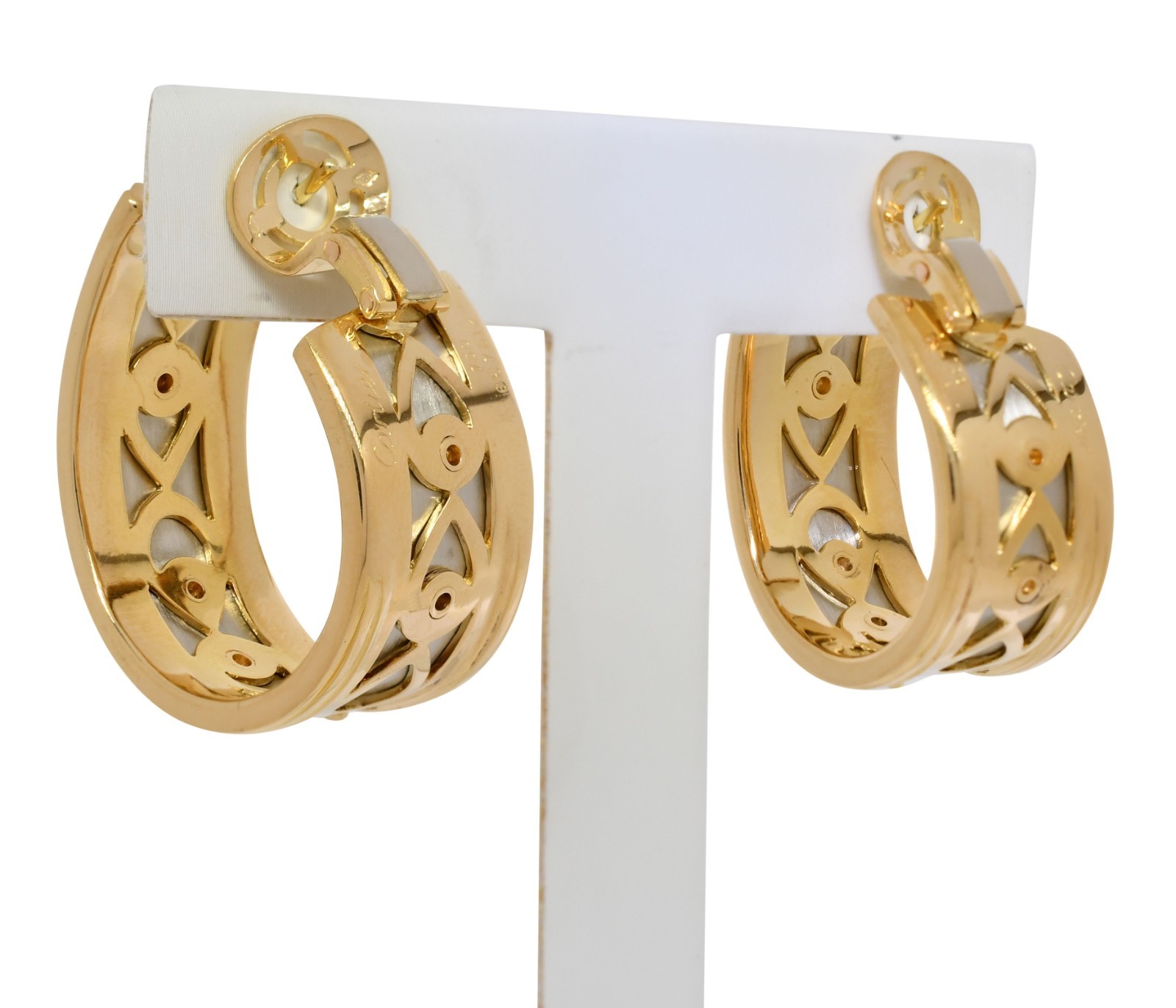 Cartier Panthere 18k Yellow Gold & Platinum Hoop Earrings