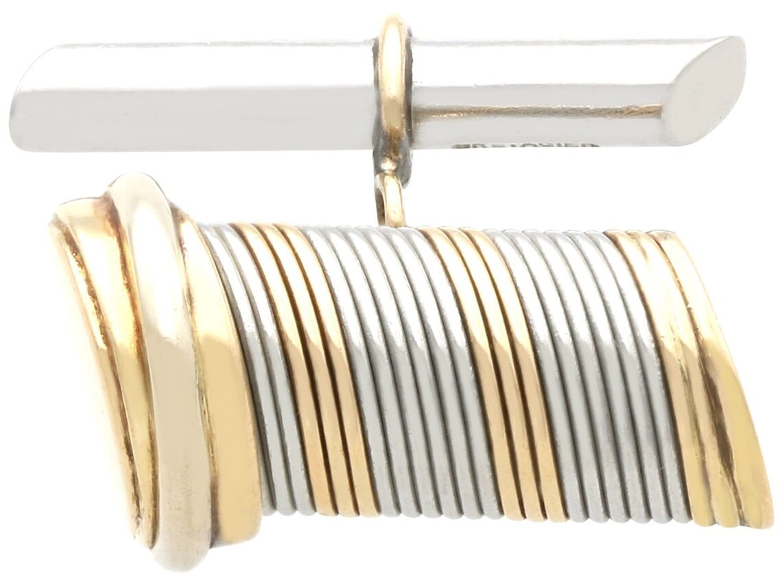 Cartier 18k Yellow & Stainless Steel Cufflinks Box/Papers '89