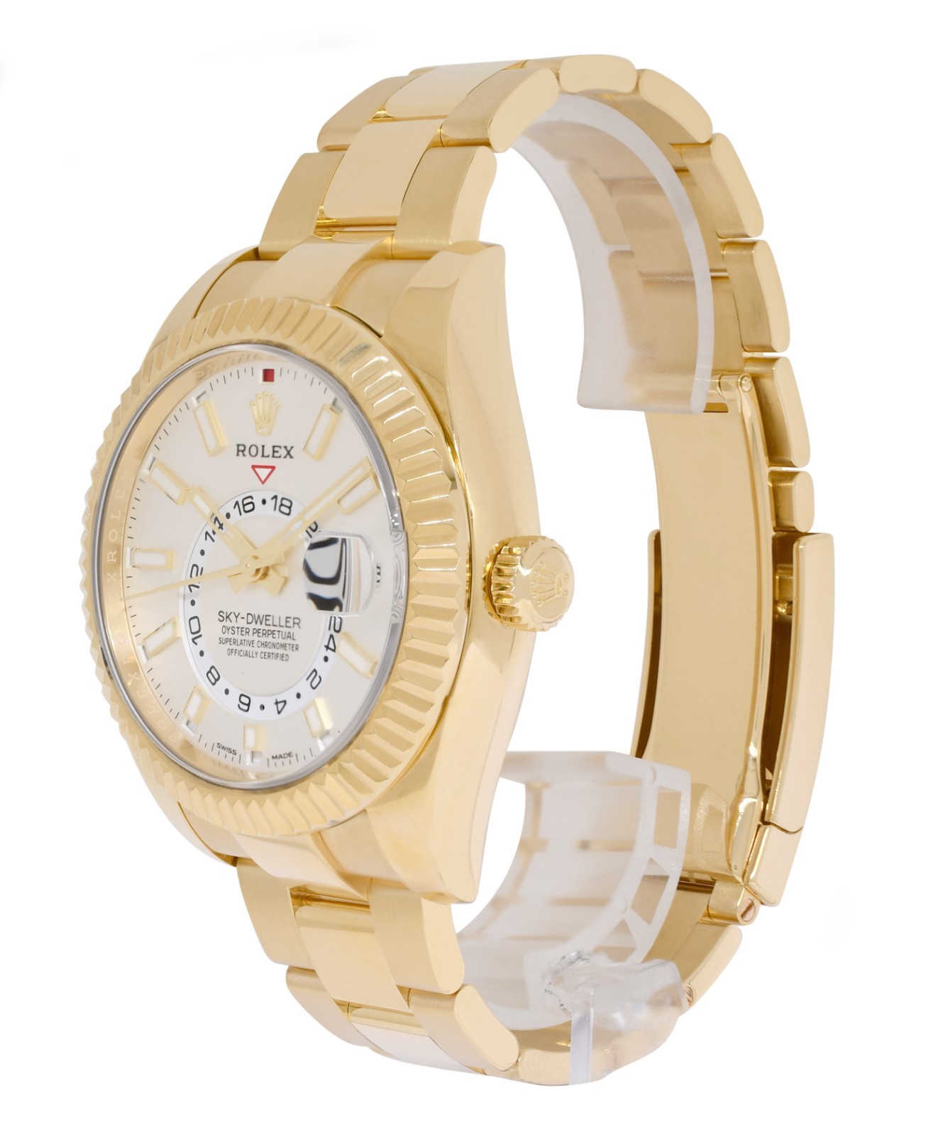 Rolex Sky-Dweller GMT 18k Yellow Gold White Dial Mens 42mm Watch B/P '23 326938