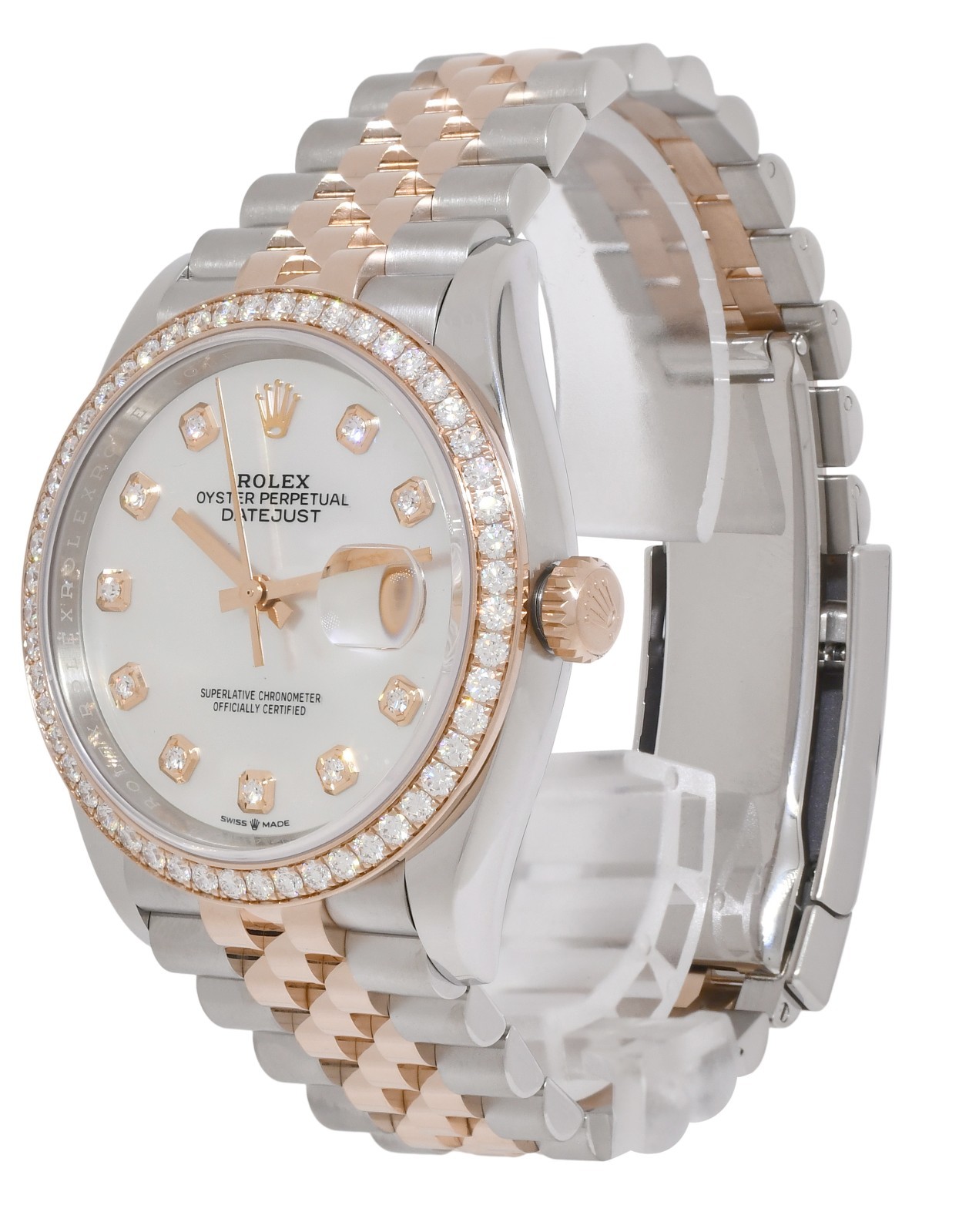 Rolex Datejust 36 18k Rose Gold/Steel MOP Diamond Dial/Bezel Watch '18+ 126281