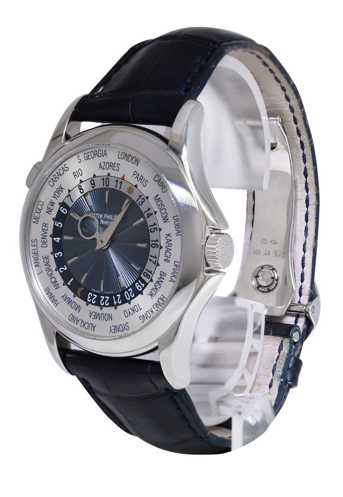 Patek Philippe World Time 5130 Platinum Complications Mens 39.5mm Watch 5130P