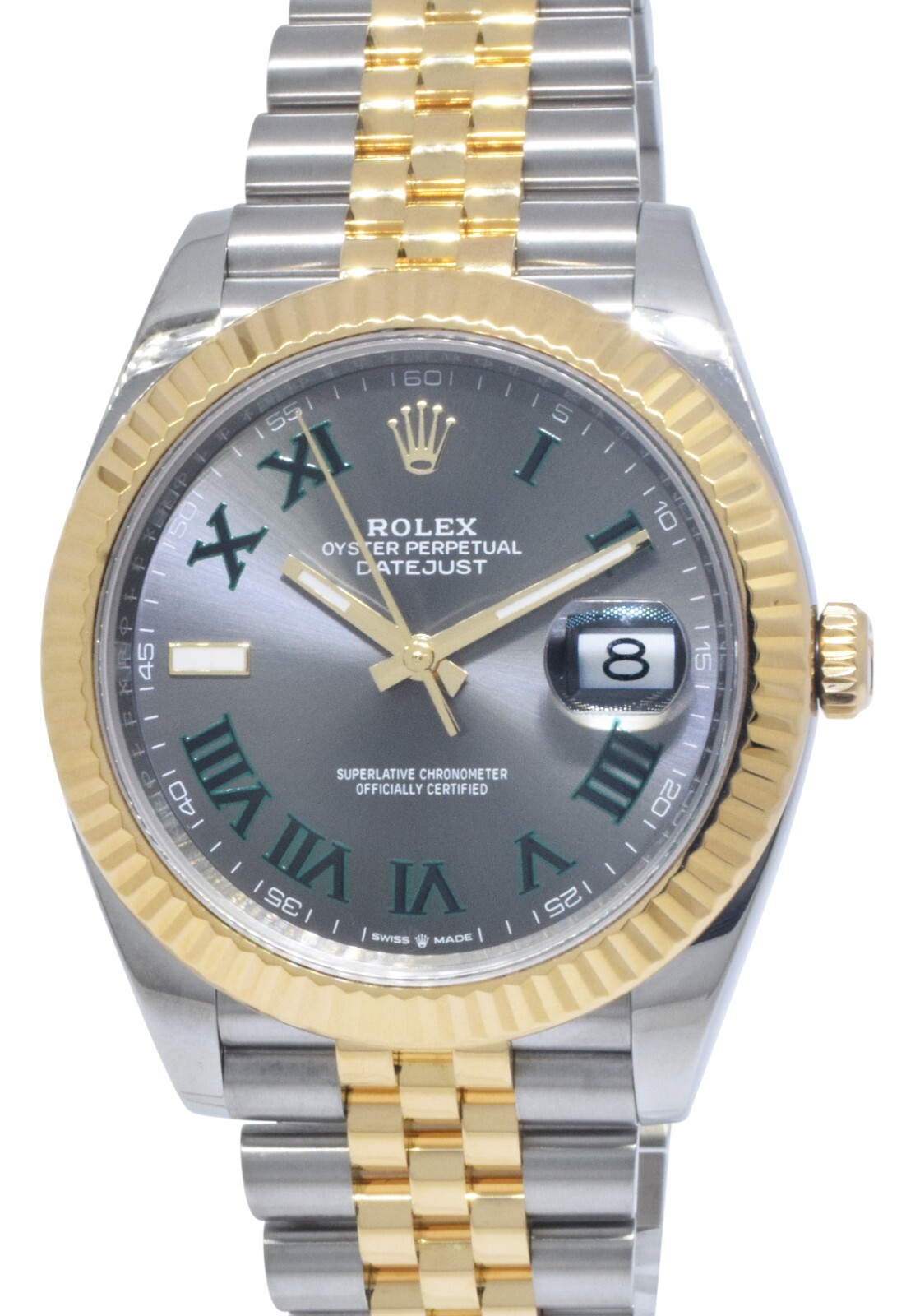 Rolex Datejust 41 YG/Steel Wimbledon Dial Mens Watch Box /Papers '24 126333
