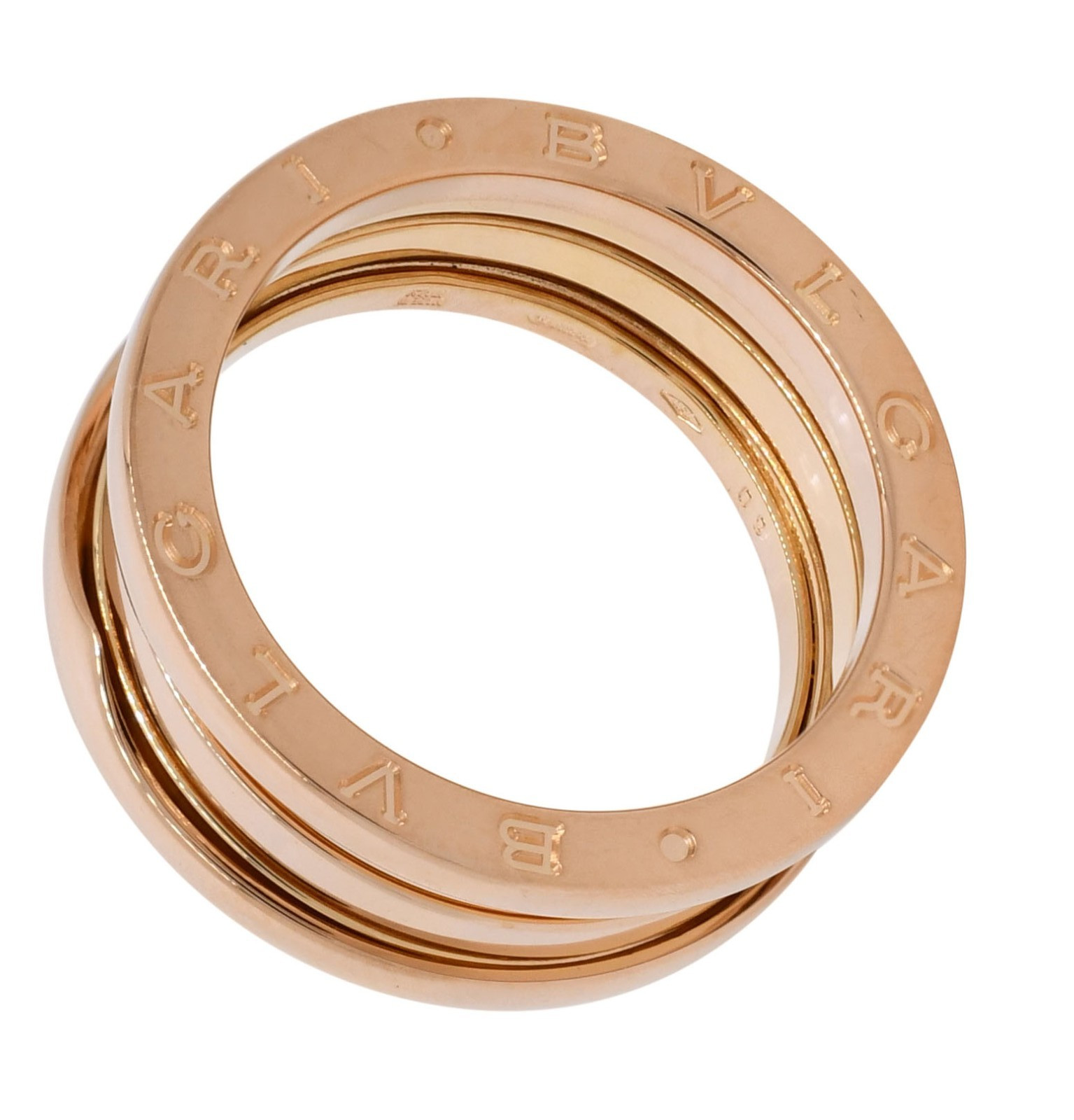 Bvlgari B.Zero1 18k Rose Gold 3 Band Ring Size 60