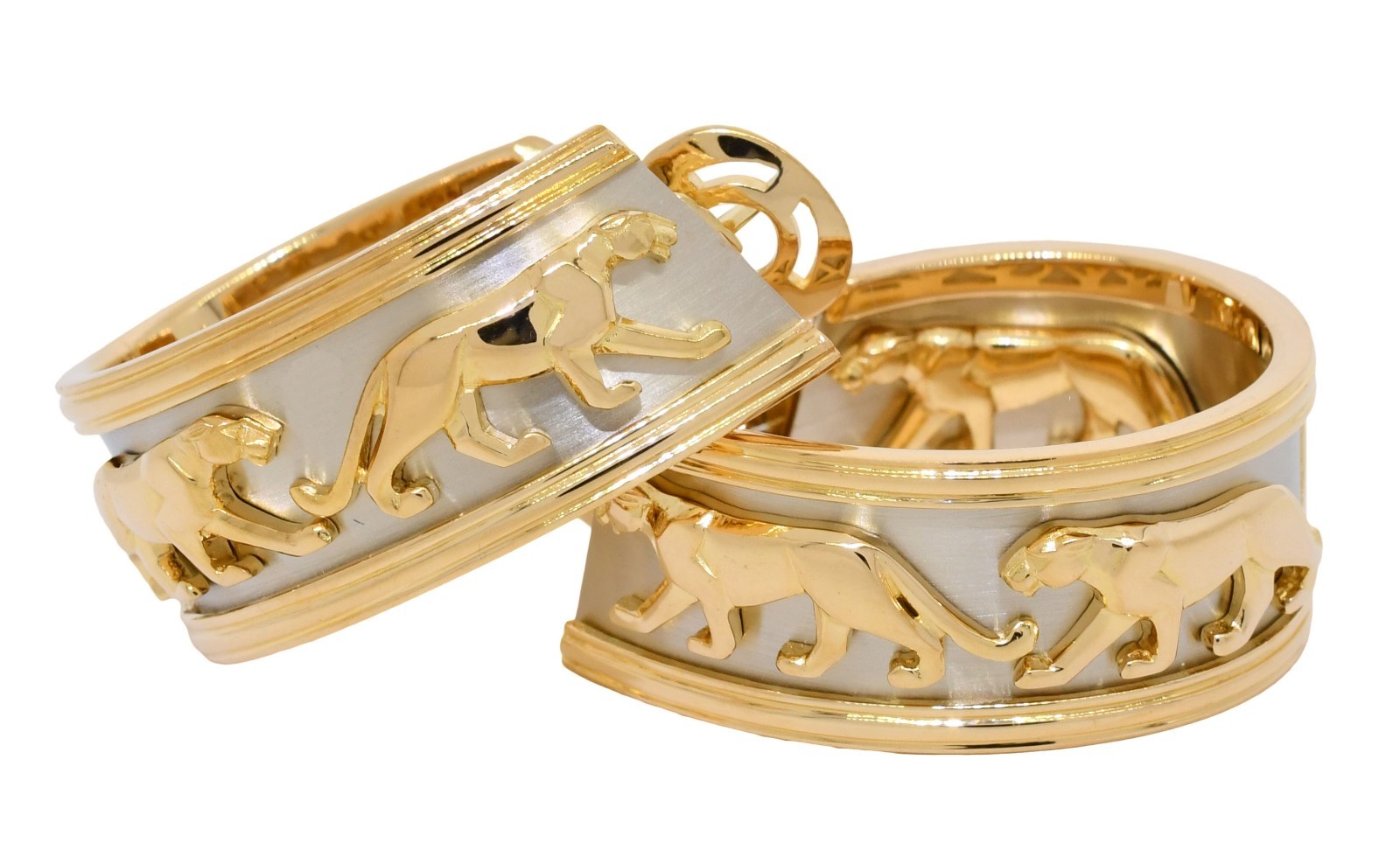 Cartier Panthere 18k Yellow Gold & Platinum Hoop Earrings