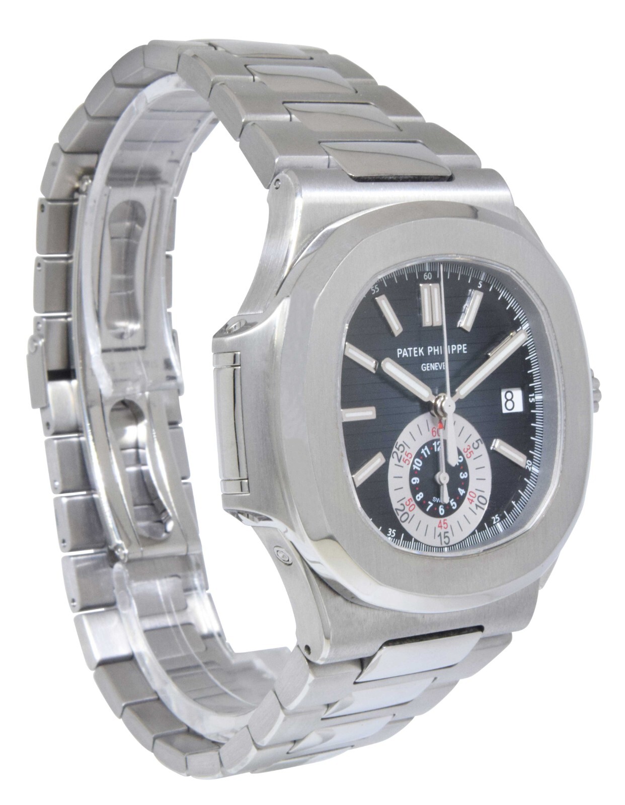 Patek Philippe Nautilus 5980 Chronograph Steel Blue Dial Watch B/P '13 5980/1A