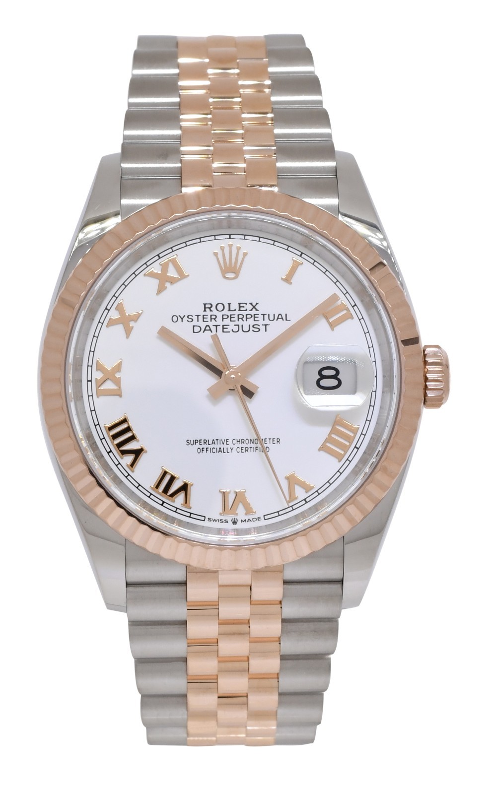 Rolex Datejust 36 18k Rose Gold/Steel White Dial Jubilee Watch +Card '21 126231