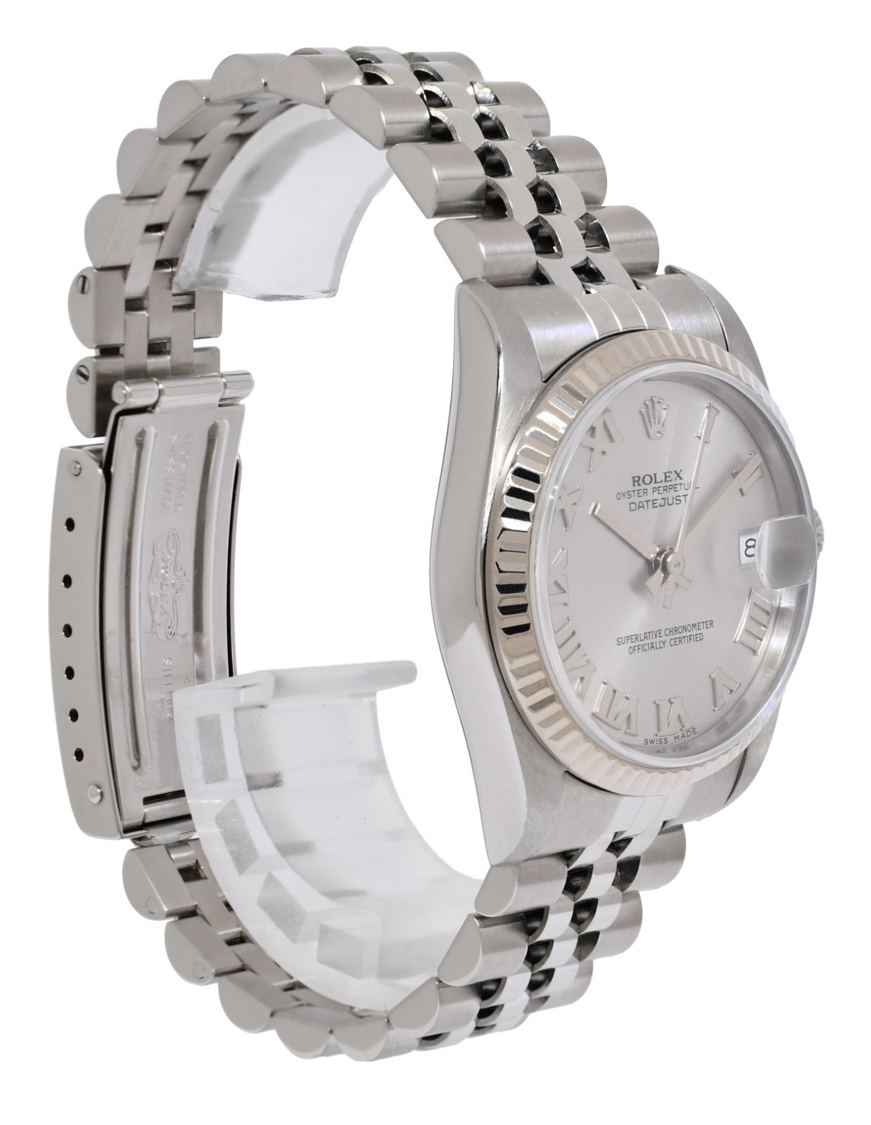 Rolex Datejust Steel 18k White Gold Bezel Silver Dial Ladies 31mm Watch Y 78274