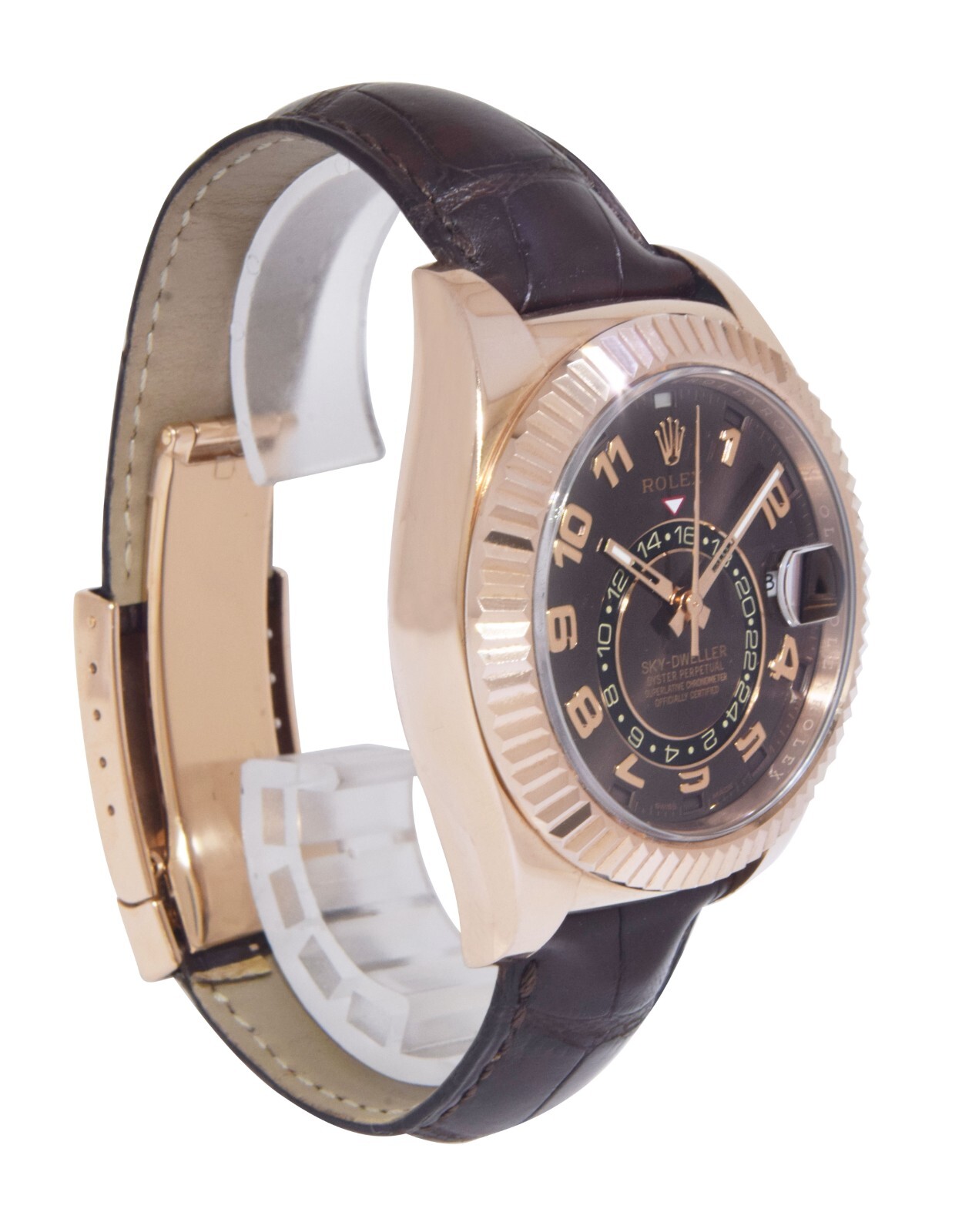 Rolex Sky-Dweller GMT 18k Rose Gold Chocolate Dial Mens 42mm Watch 326135