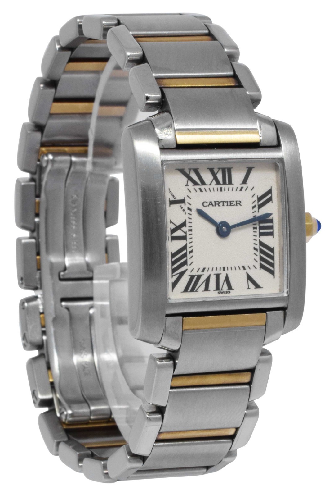 Cartier Tank Francaise Small 18k Yellow Gold/Steel Silver Dial Ladies Watch 2384