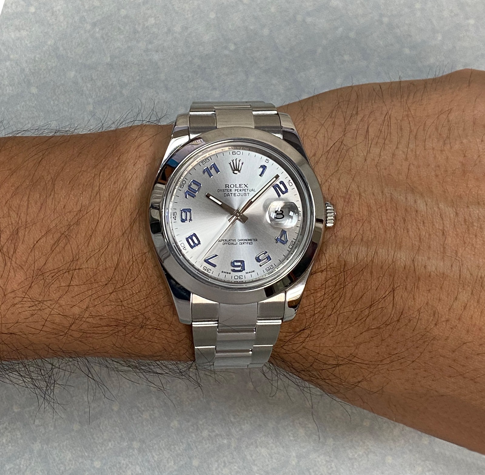 Rolex Datejust II Steel Silver Dial Purple Numerals 41mm Watch +Card '15 116300
