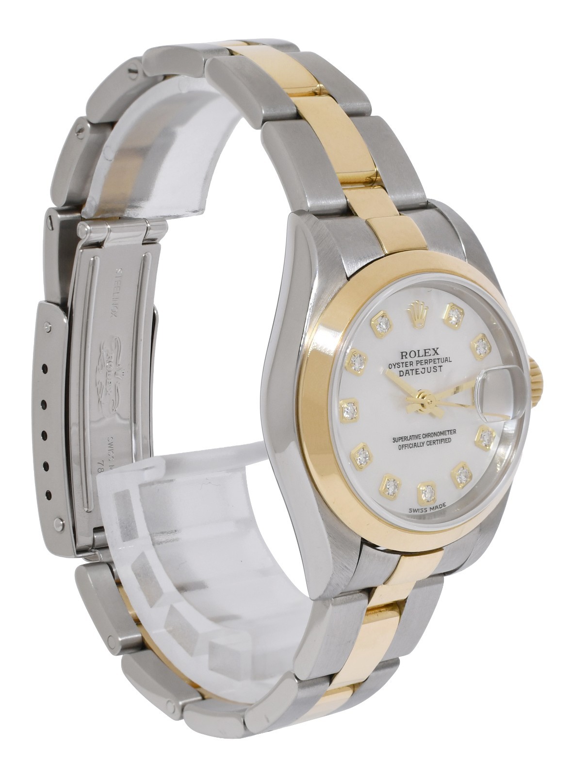 Rolex Datejust 18k Yellow Gold/Steel MOP Diamond Dial 26mm Watch +Papers F 79163