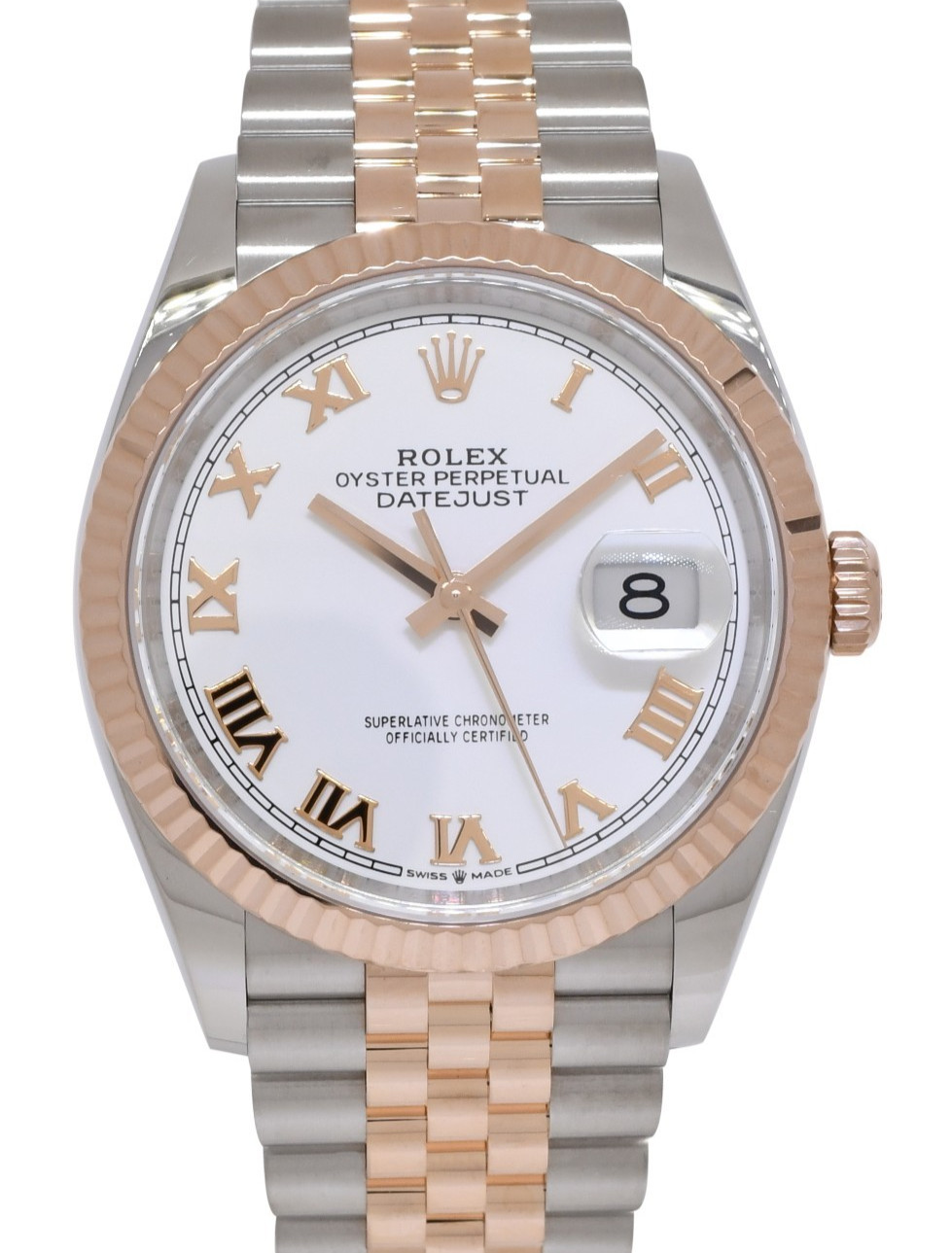 Rolex Datejust 36 18k Rose Gold/Steel White Dial Jubilee Watch +Card '21 126231