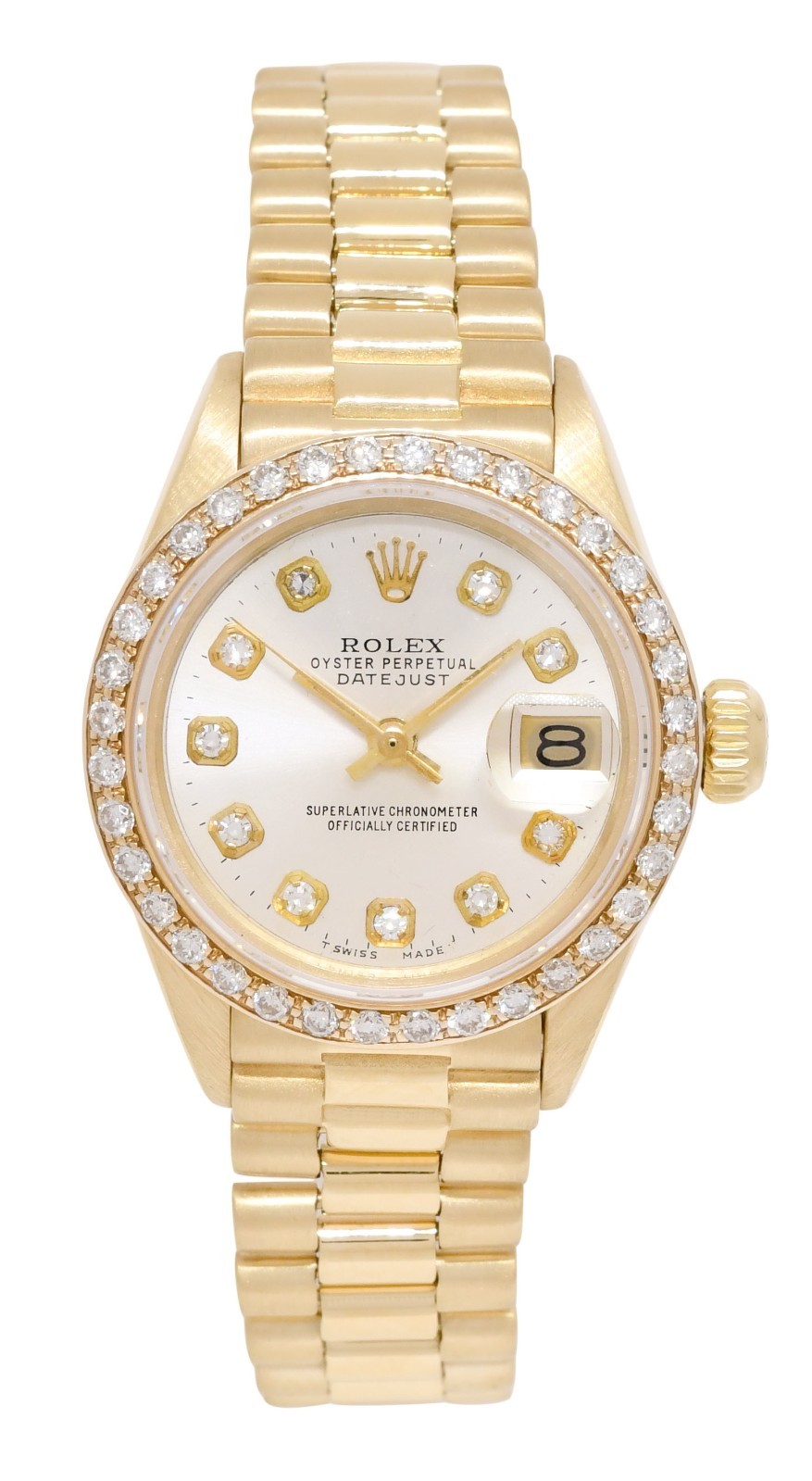 Rolex Datejust President 18k Yellow Gold Diamond Dial/Bezel 26mm Watch '79 6917