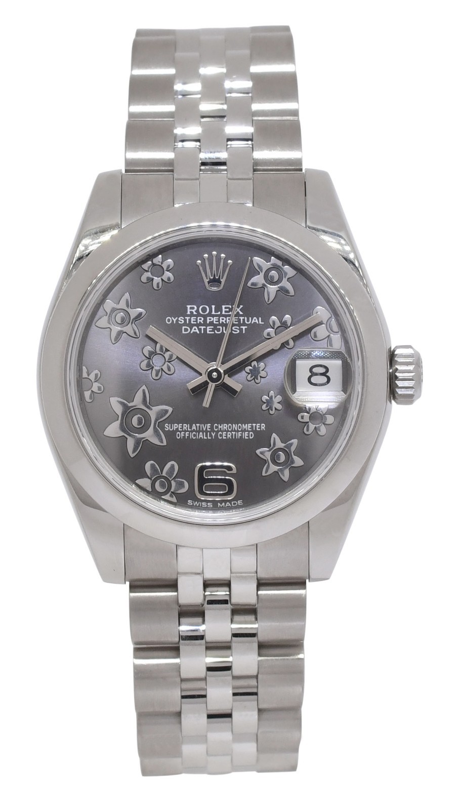 Rolex Datejust Steel Rhodium Floral Dial Jubilee Bracelet 31mm Watch '12+ 178240 Rolex Datejust Steel Rhodium Floral Dial Jubilee Bracelet 31mm Watch '12+ 178240