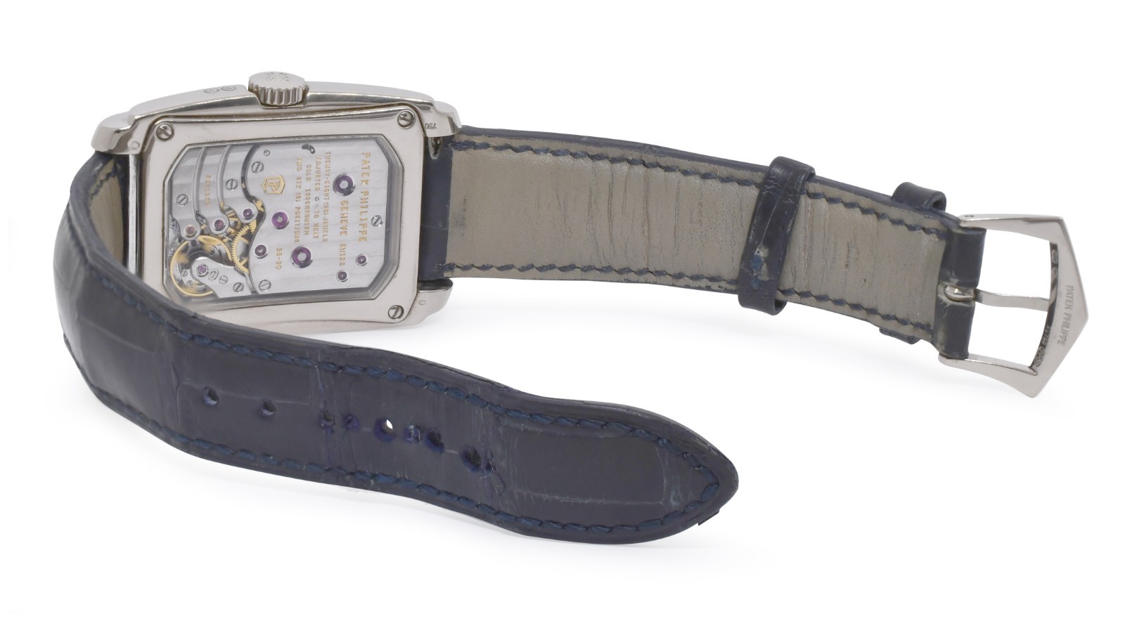 Patek Philippe 5200 Gondolo 8 Days Day/Date 18k White Gold Blue Dial Watch 5200G