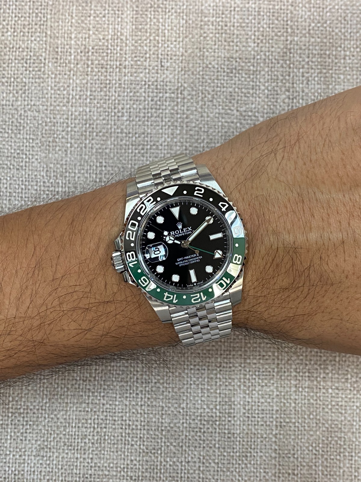 Rolex GMT-Master II Sprite Lefty Steel Black/Green Jubilee Watch B/P '26 126720