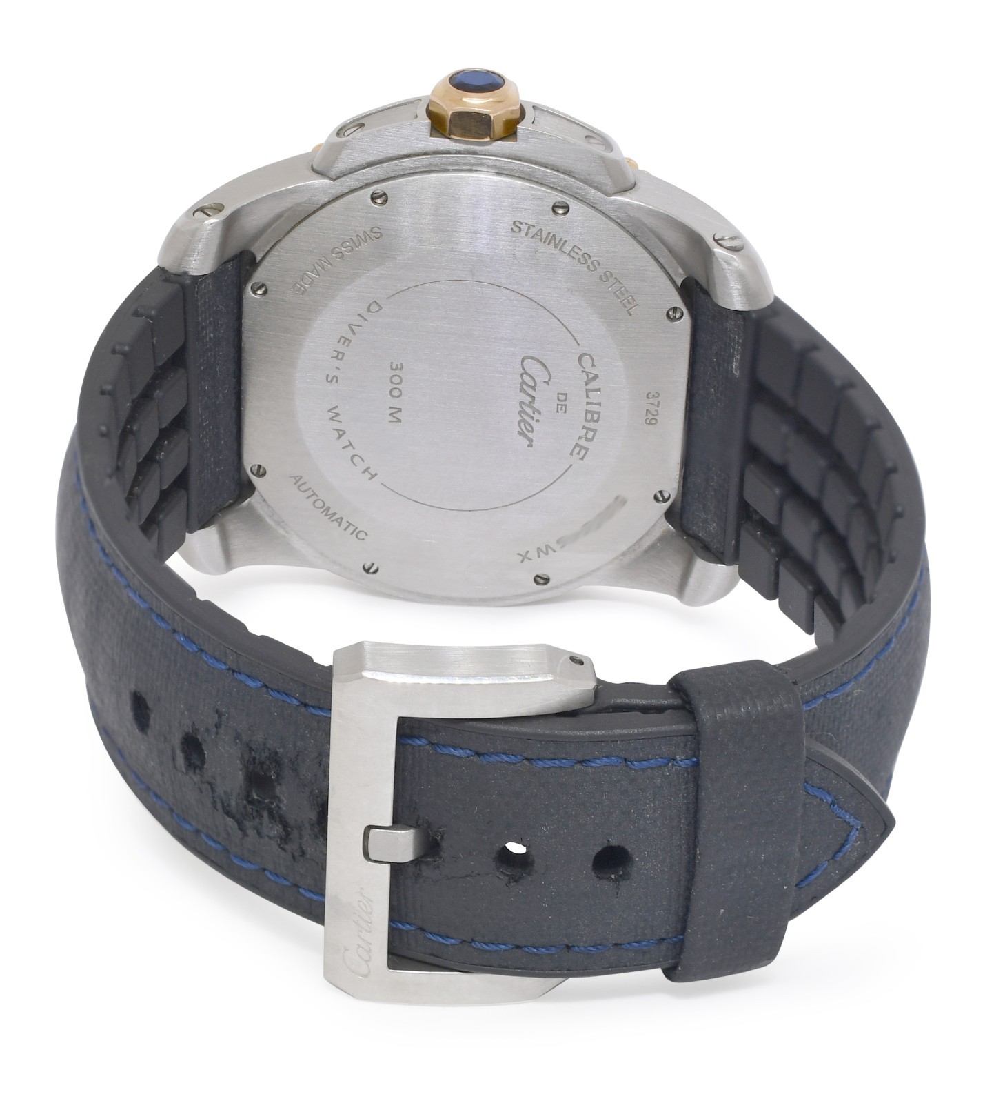 Cartier Calibre Diver Steel & 18k Rose Gold Bezel Blue 42mm Watch W2CA0008 3729
