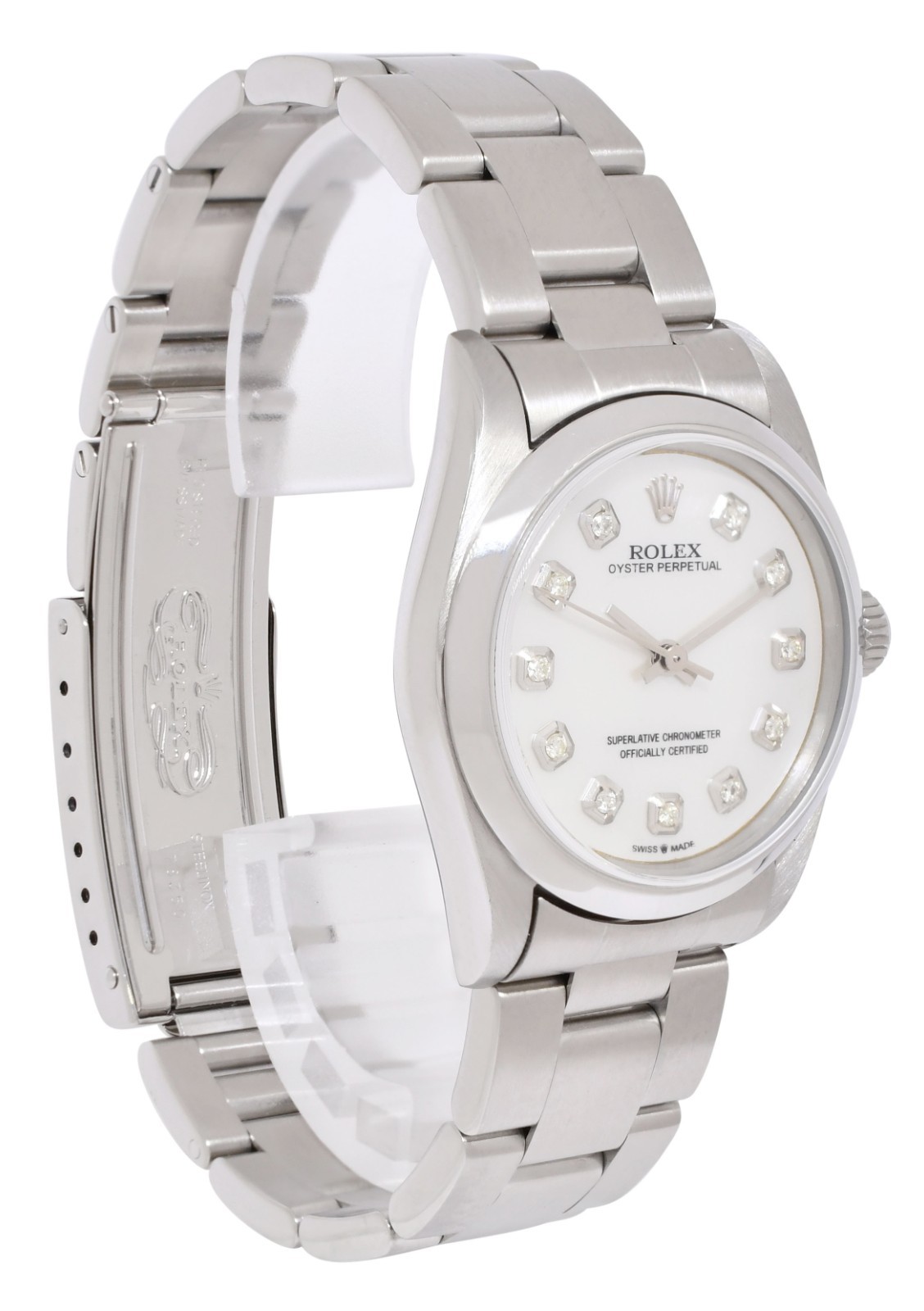 Rolex Oyster Perpetual Steel MOP Diamond Dial Ladies 31mm Watch U +Papers 67480 Rolex Oyster Perpetual Steel MOP Diamond Dial Ladies 31mm Watch U +Papers 67480