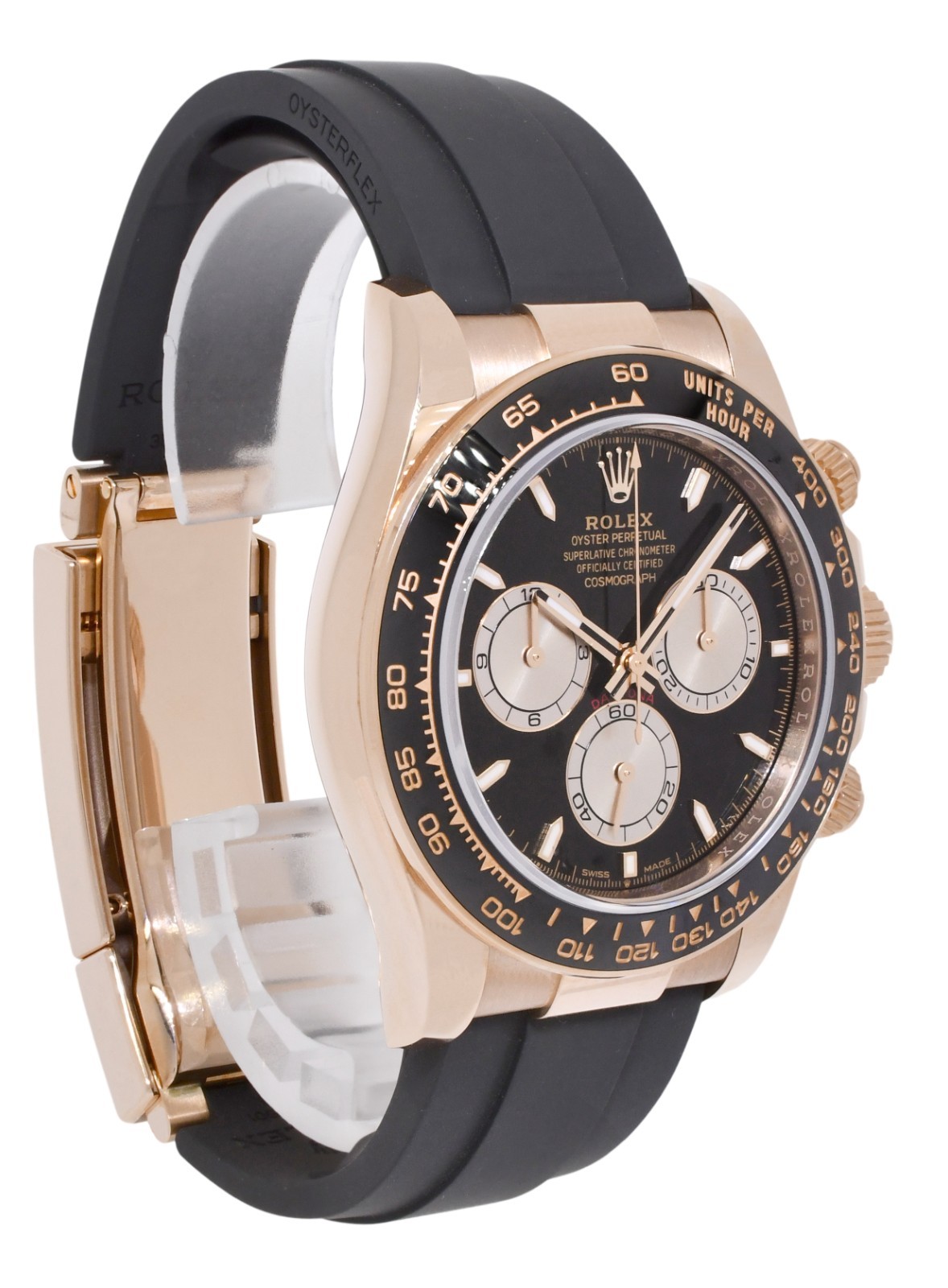 NOS Rolex Daytona Rose Gold/Ceramic Black/Sundust Oysterflex Watch BP '25 126515