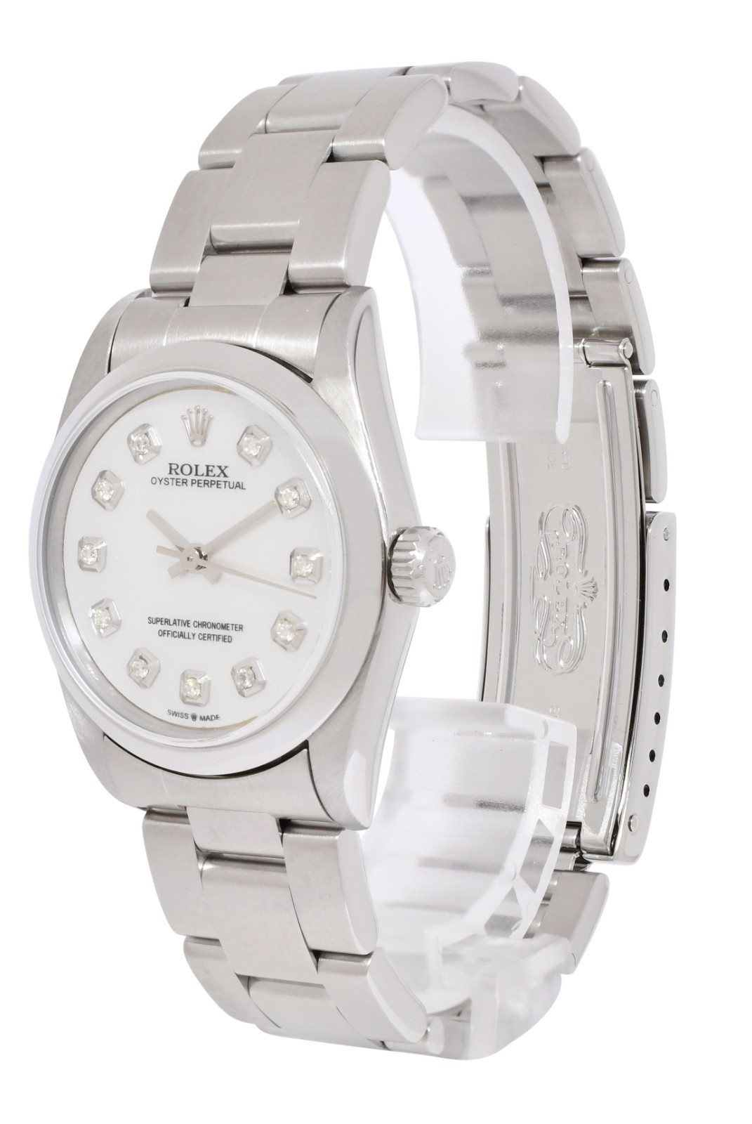 Rolex Oyster Perpetual Steel MOP Diamond Dial Ladies 31mm Watch U +Papers 67480 Rolex Oyster Perpetual Steel MOP Diamond Dial Ladies 31mm Watch U +Papers 67480