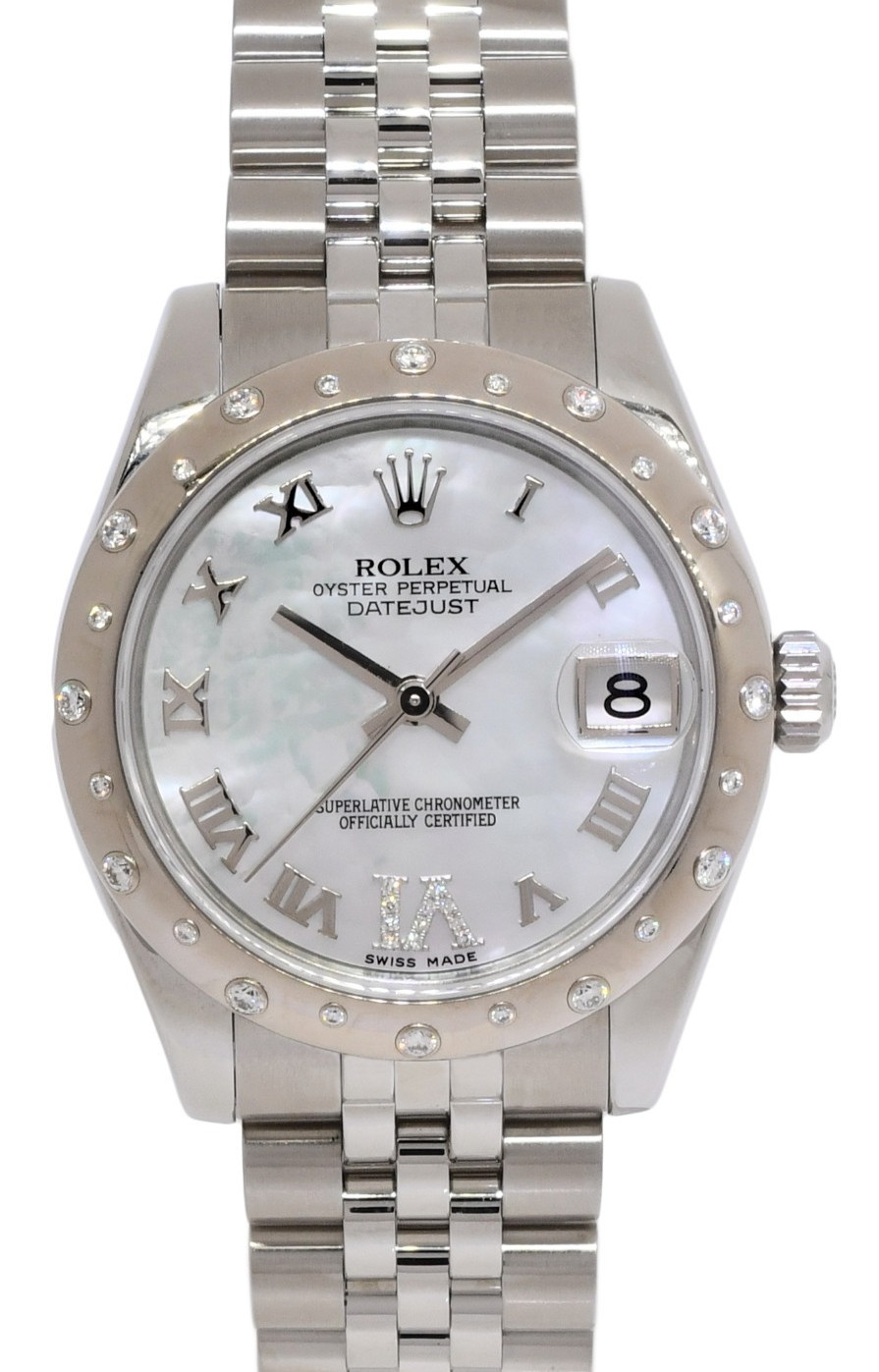 Rolex Datejust Steel 18k Gold Diamond VI MOP Ladies 31mm Watch +Card '17 178344