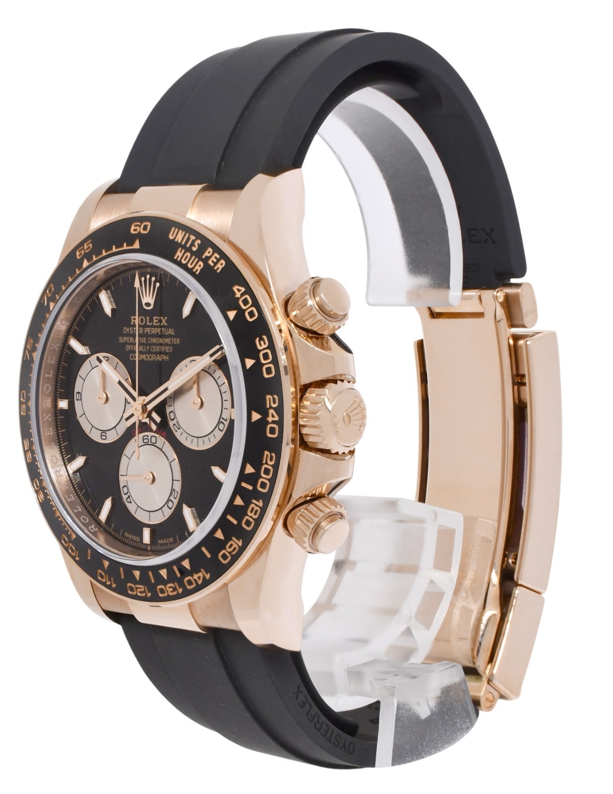 NOS Rolex Daytona Rose Gold/Ceramic Black/Sundust Oysterflex Watch BP '25 126515