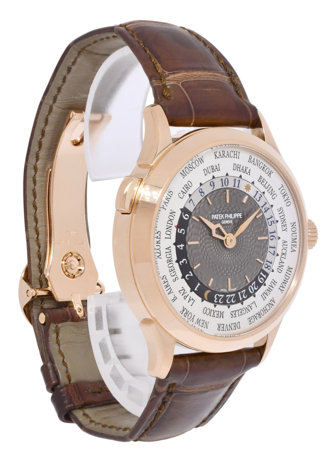 Patek Philippe World Time 5230 Rose Gold Complications 38.5mm Watch +Paper 5230R