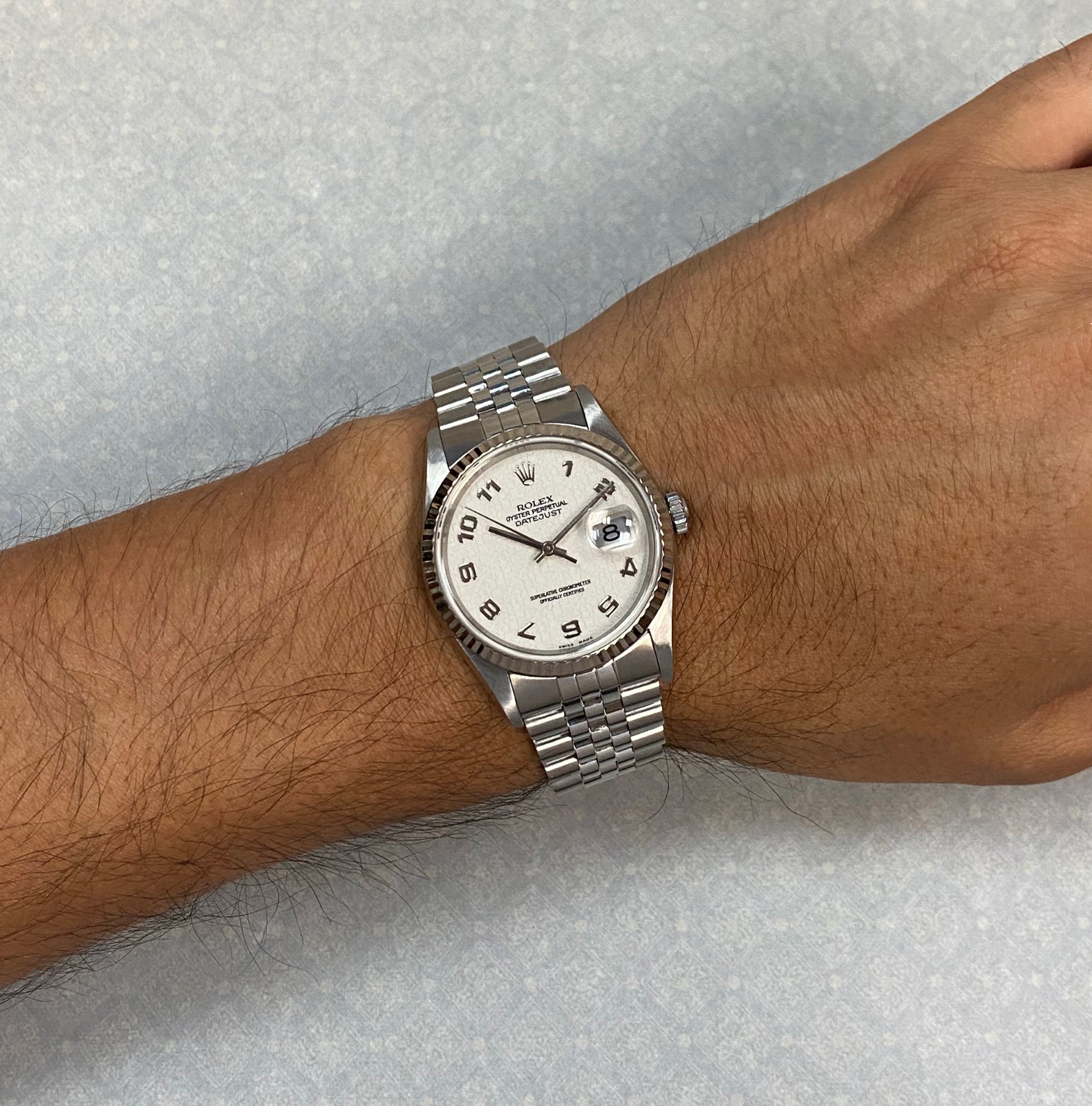 Rolex Datejust Steel & 18k Gold Bezel Silver Jubilee Dial 36mm Watch U 16234 Rolex Datejust Steel & 18k Gold Bezel Silver Jubilee Dial 36mm Watch U 16234