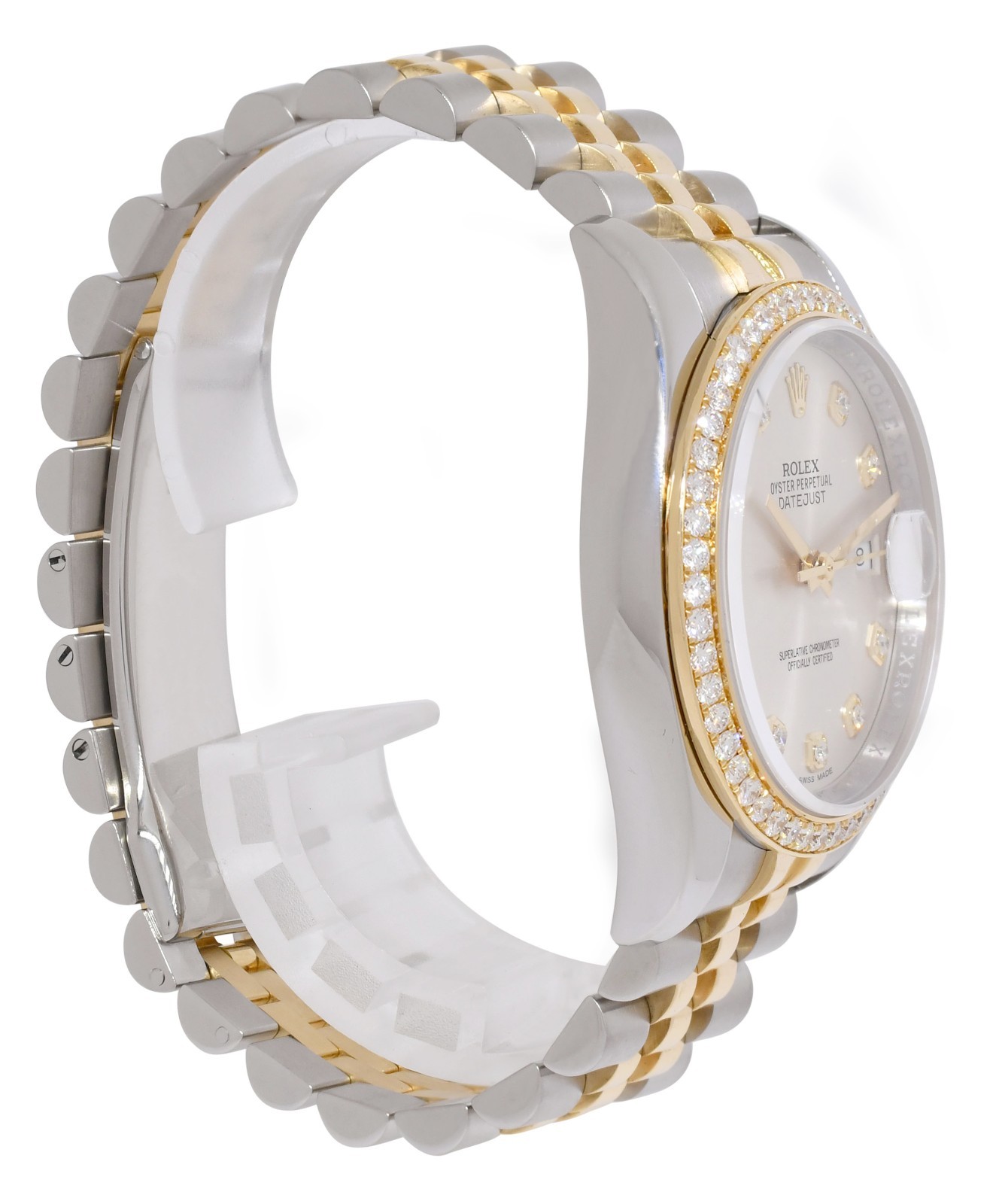 Rolex Datejust 18k Yellow Gold/Steel Silver Diamond Dial/Bezel 36mm Watch 116243 Rolex Datejust 18k Yellow Gold/Steel Silver Diamond Dial/Bezel 36mm Watch 116243