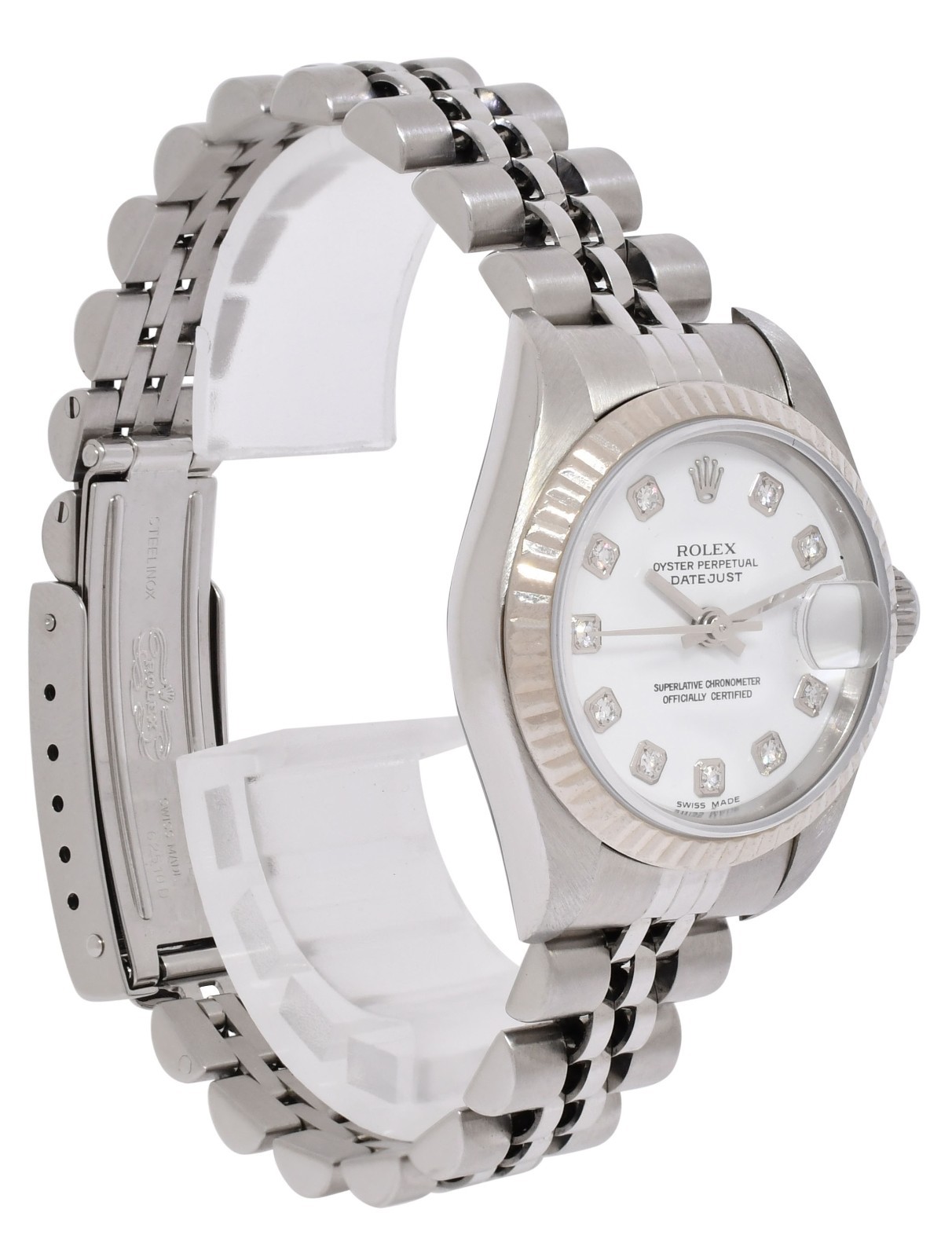 Rolex Datejust Steel & 18k Gold Bezel White Diamond Dial 26mm Watch F 79174 Rolex Datejust Steel & 18k Gold Bezel White Diamond Dial 26mm Watch F 79174