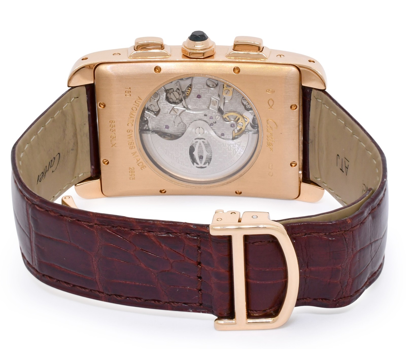 Cartier Tank Americaine Chronograph 18k Rose Gold Mens Automatic Watch 2893 Cartier Tank Americaine Chronograph 18k Rose Gold Mens Automatic Watch 2893