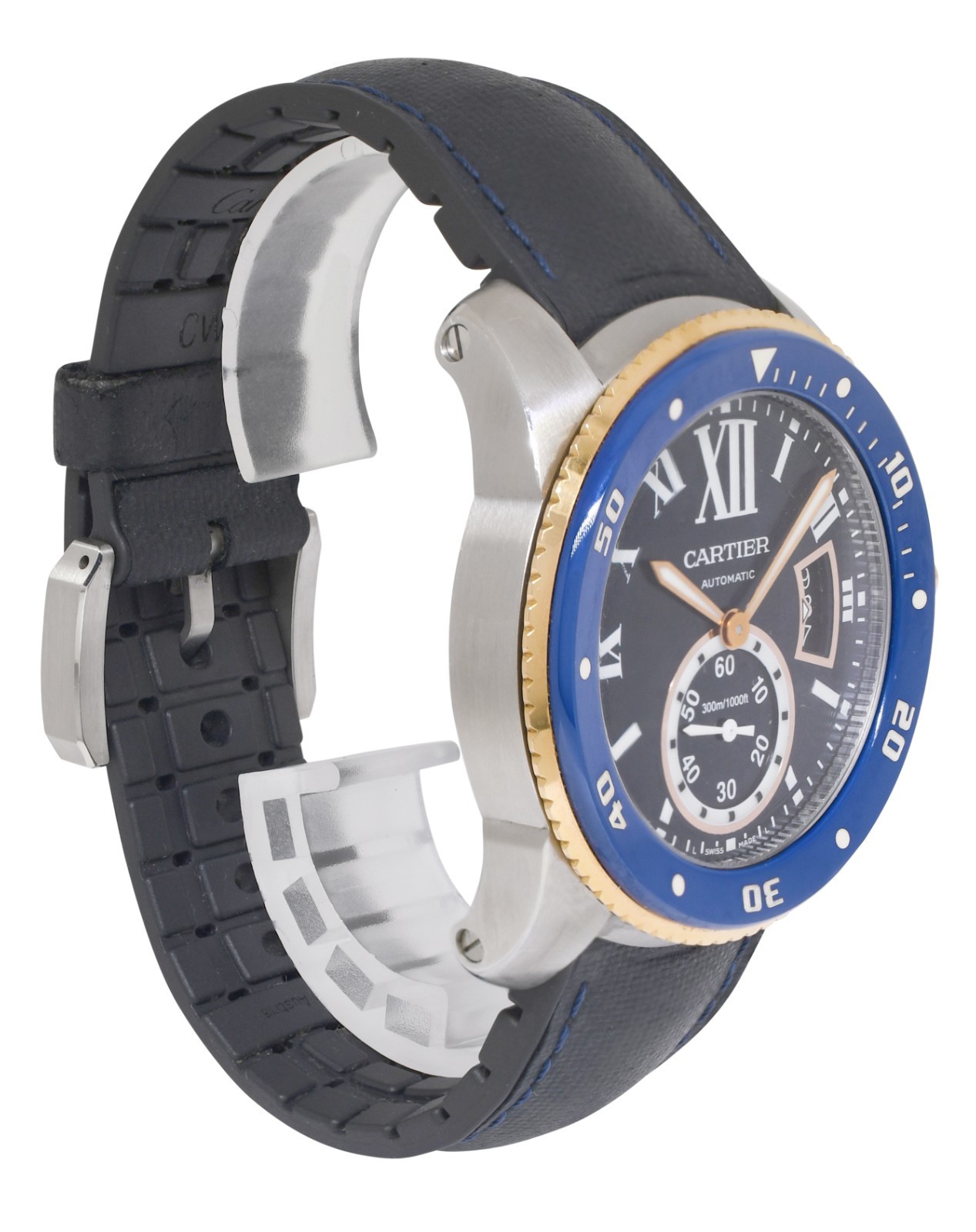 Cartier Calibre Diver Steel & 18k Rose Gold Bezel Blue 42mm Watch W2CA0008 3729