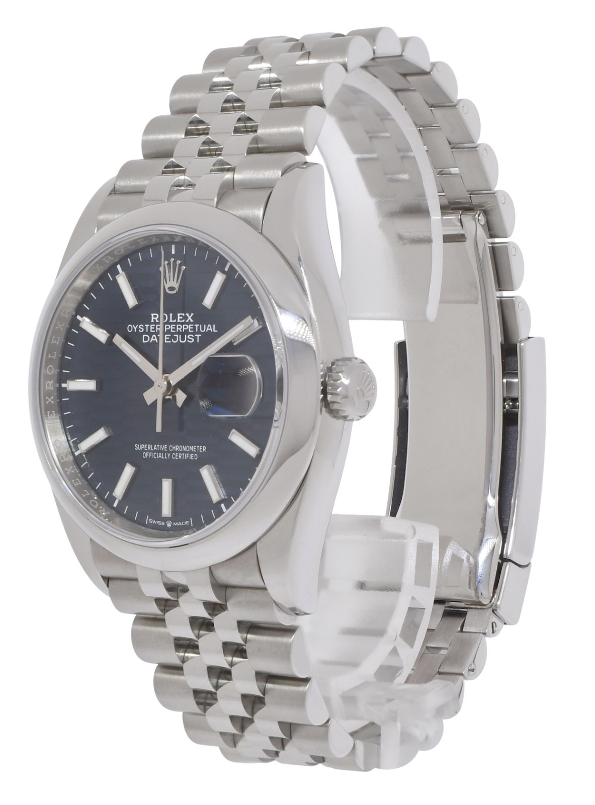 Rolex Datejust 36 Steel Blue Fluted Motif Dial Jubilee Watch +Card '23 126200