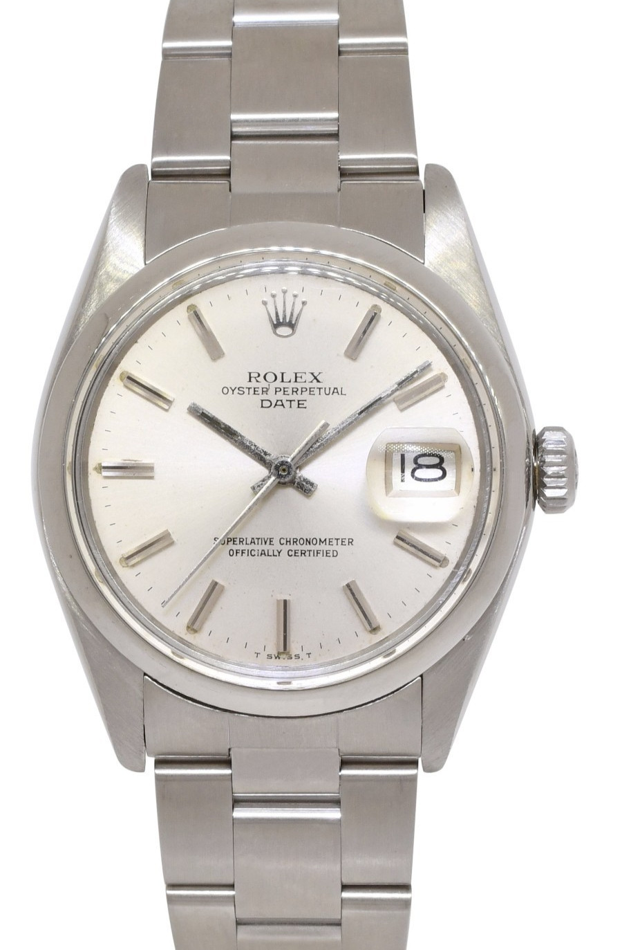 Rolex Vintage Date Steel Silver Dial Mens 34mm Watch '78 1500