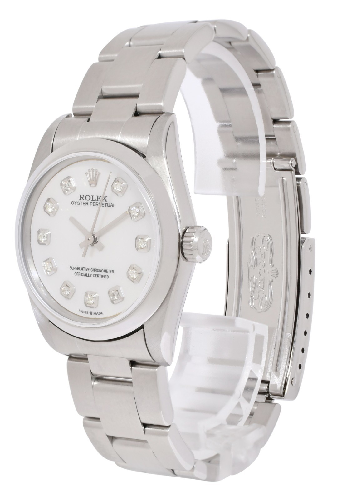 Rolex Oyster Perpetual Steel MOP Diamond Dial Ladies 31mm Watch U +Papers 67480 Rolex Oyster Perpetual Steel MOP Diamond Dial Ladies 31mm Watch U +Papers 67480