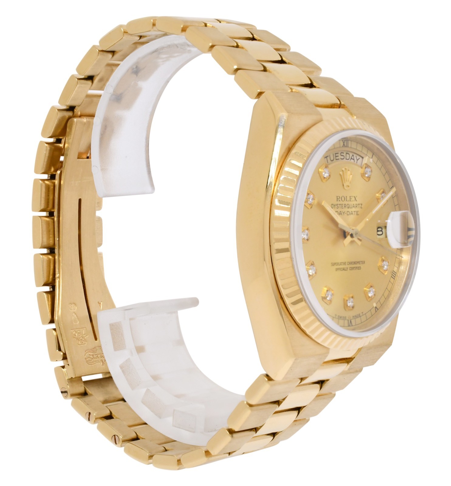 Rolex Day-Date OysterQuartz 18k Yellow Gold Diamond Dial 36mm Watch '79 19018 Rolex Day-Date OysterQuartz 18k Yellow Gold Diamond Dial 36mm Watch '79 19018