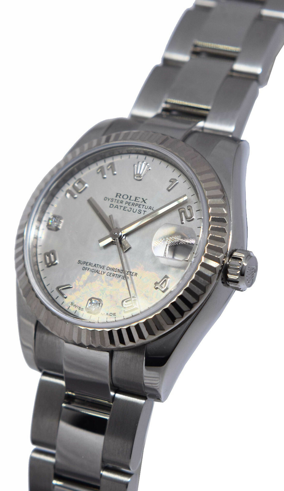 Rolex Datejust Steel & 18k Gold Bezel MOP Diamond Dial 31mm Watch +Card 178274